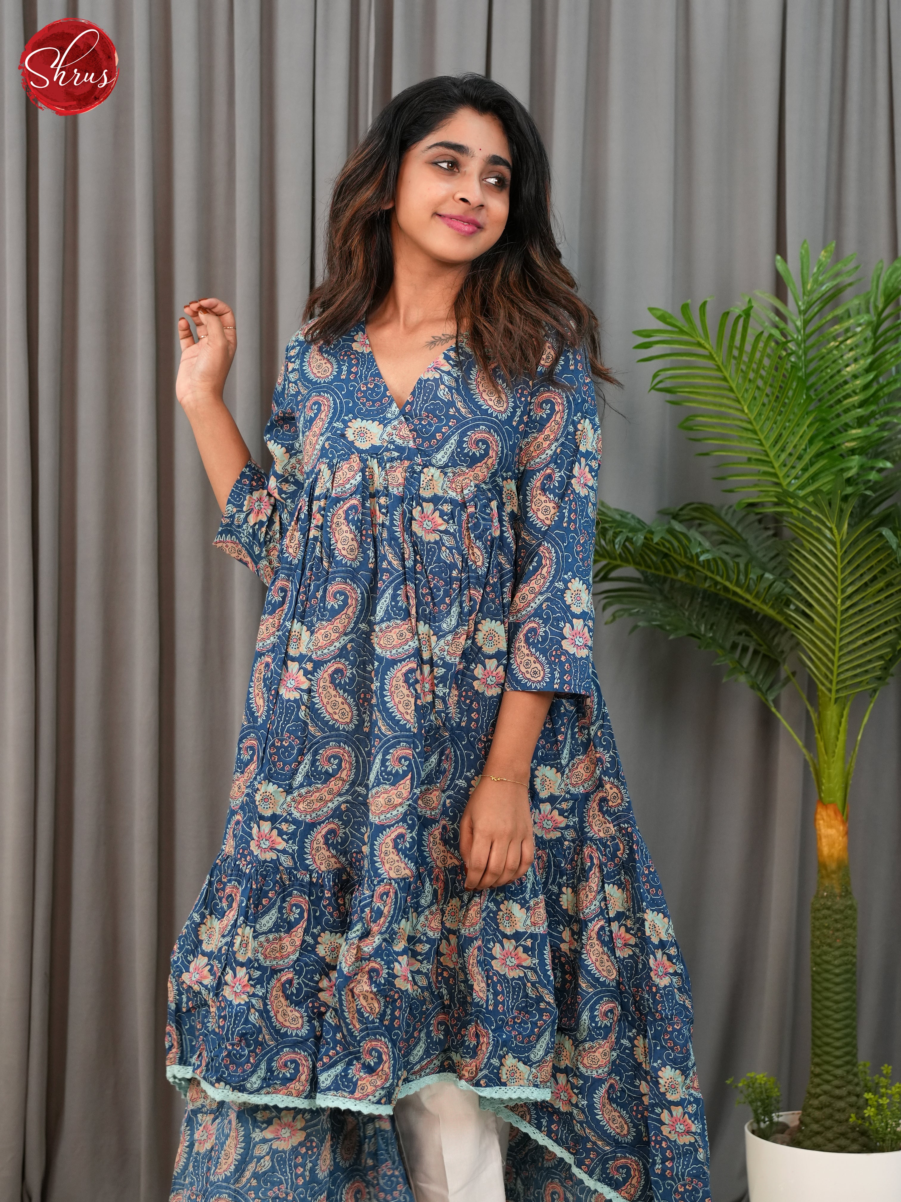 Blue - printed Readymade Kurti - Shop on ShrusEternity.com