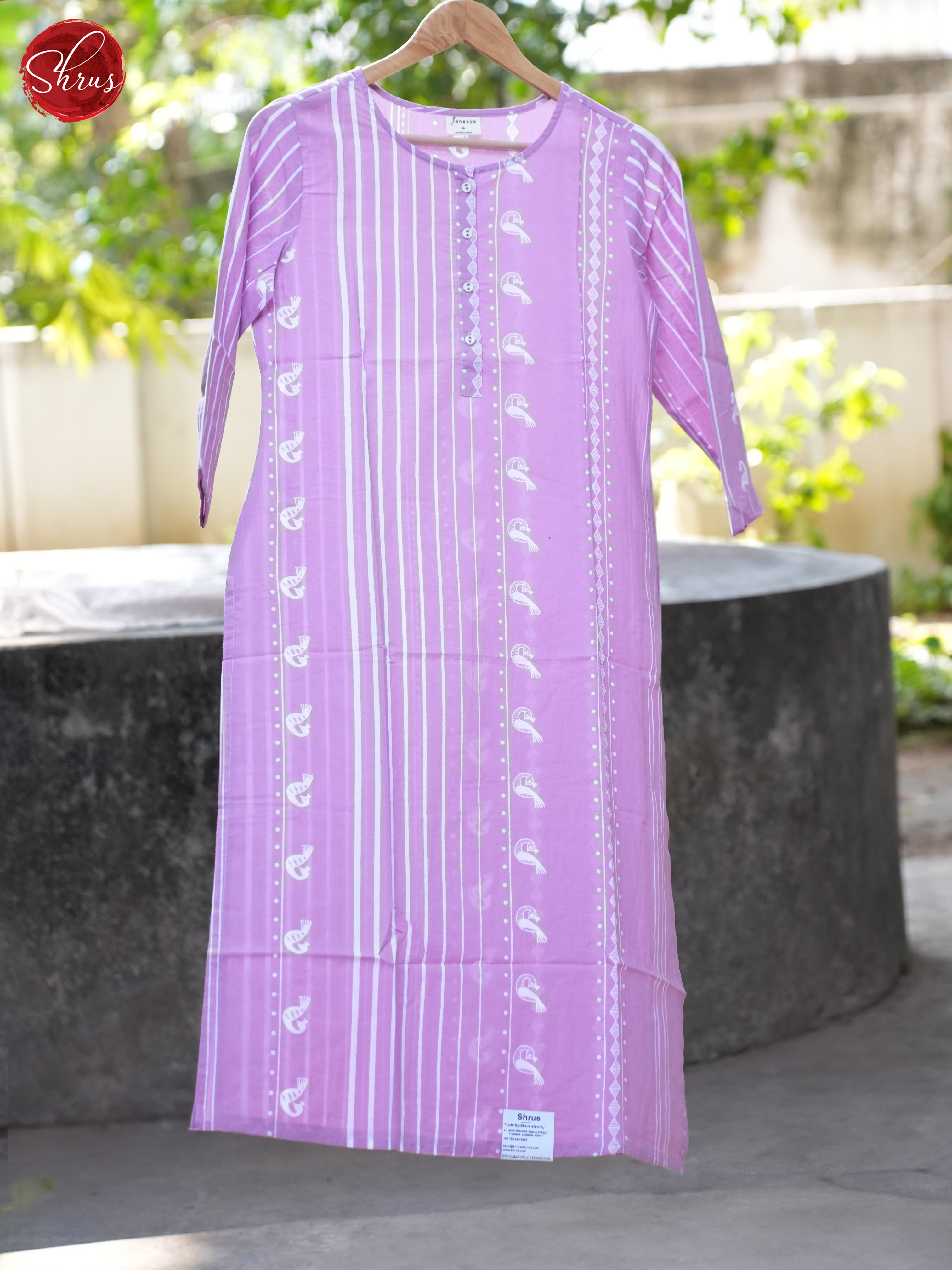 Pink - ReadymadeKurti with thread woven pattern - Shop on ShrusEternity.com