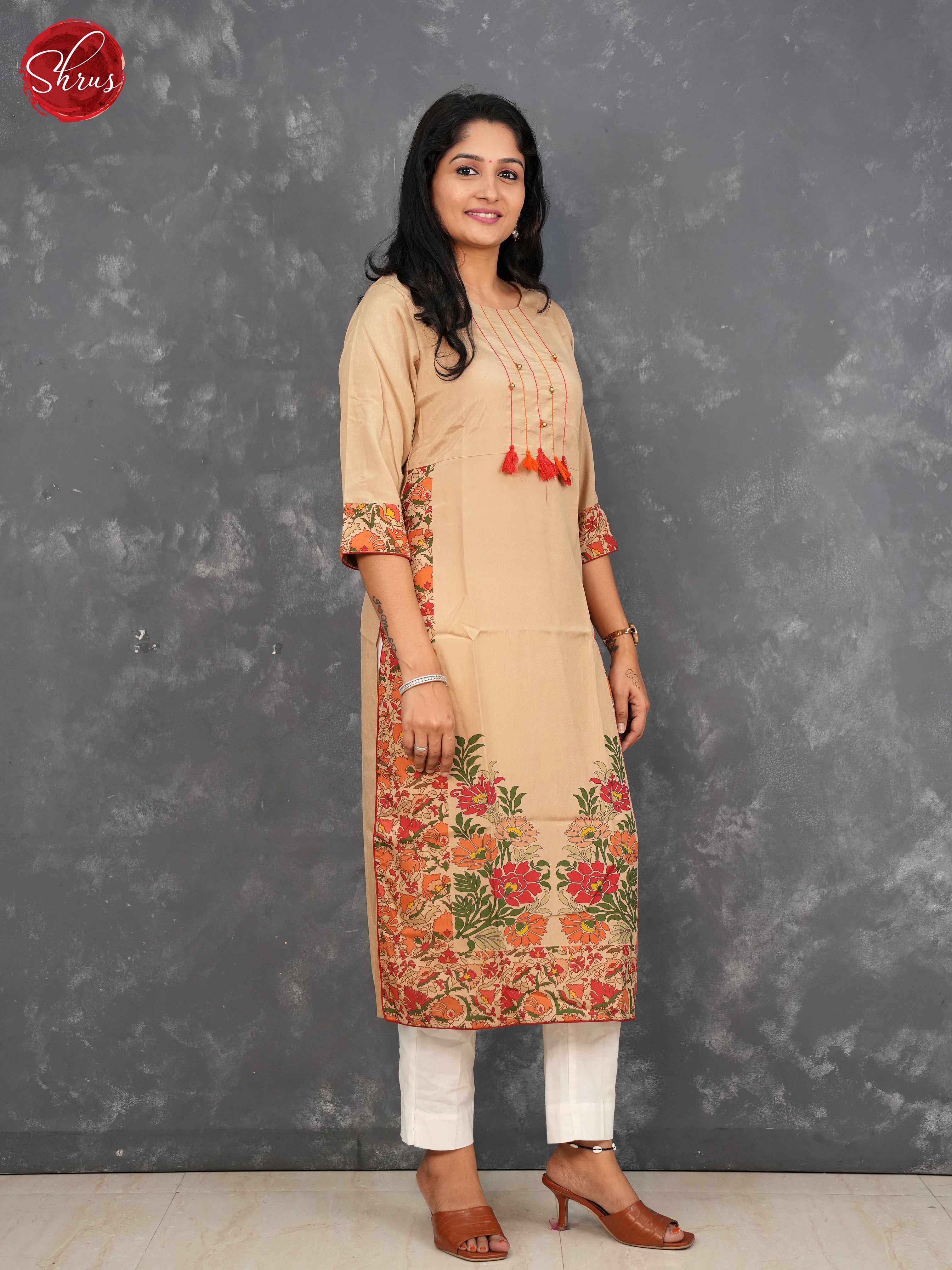 Brown  - Embroidered Readymade kurti - Shop on ShrusEternity.com