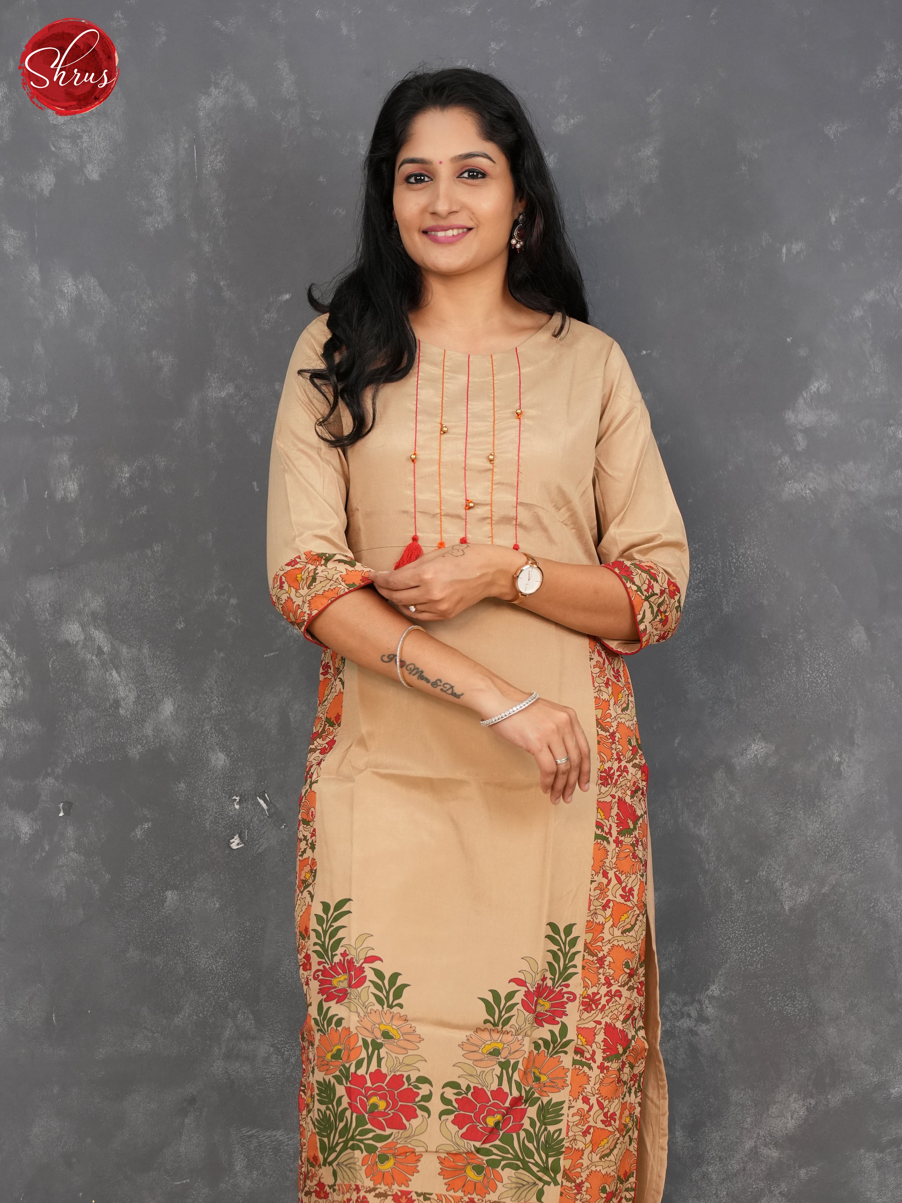 Brown  - Embroidered Readymade kurti - Shop on ShrusEternity.com