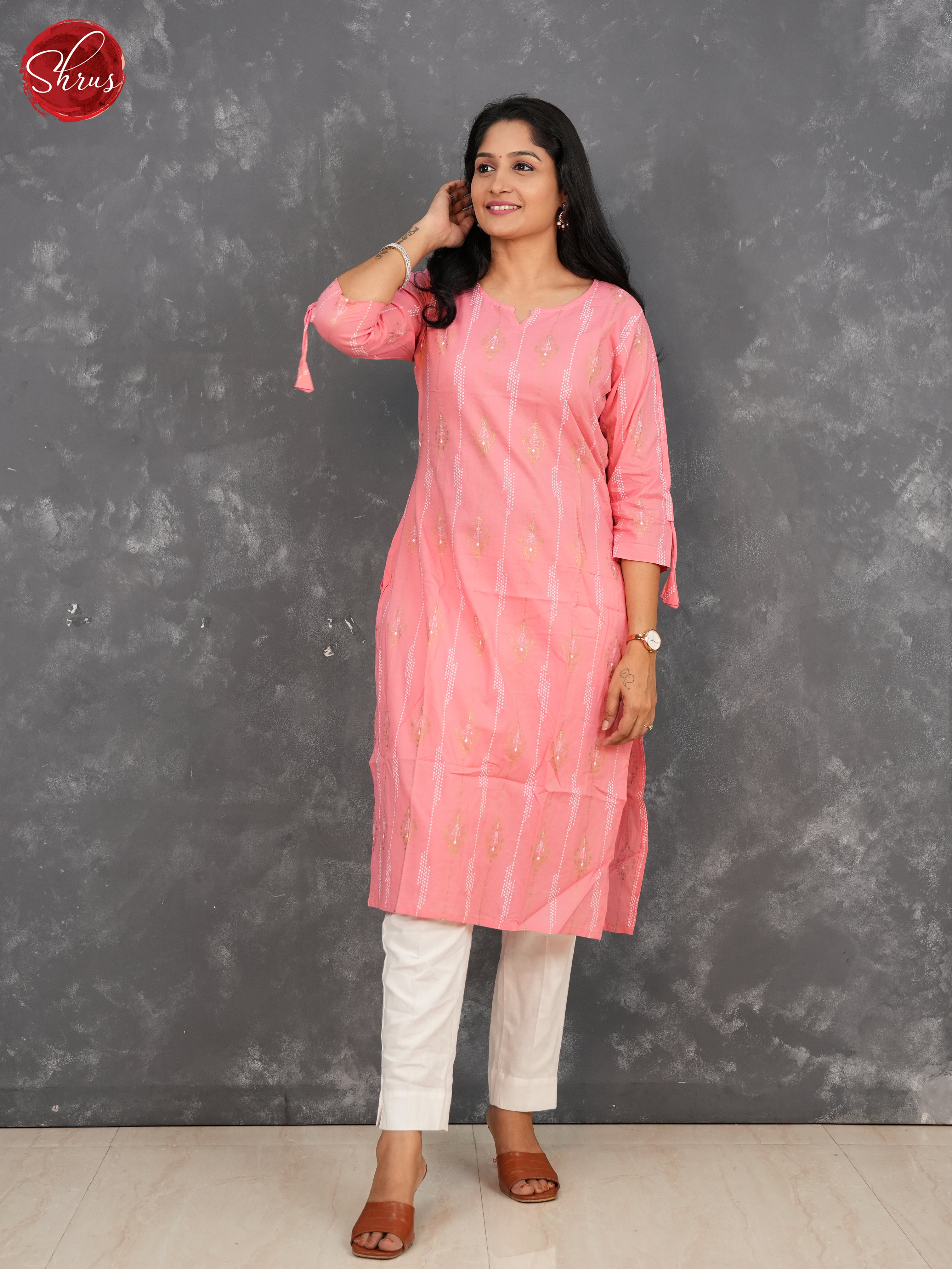 Pink -ikkat printed Readymade kurti - Shop on ShrusEternity.com