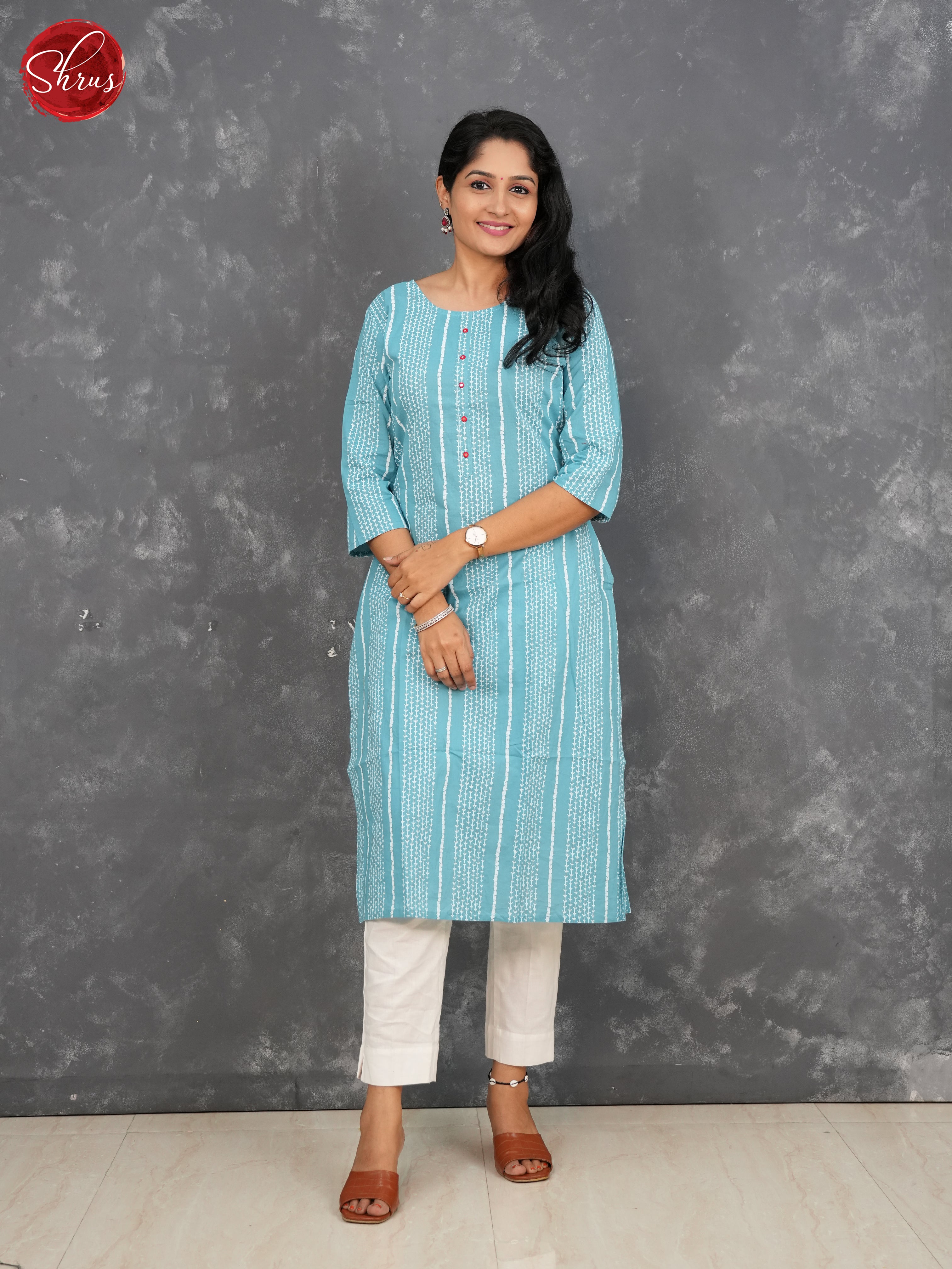 Blue -printed Readymade kurti - Shop on ShrusEternity.com