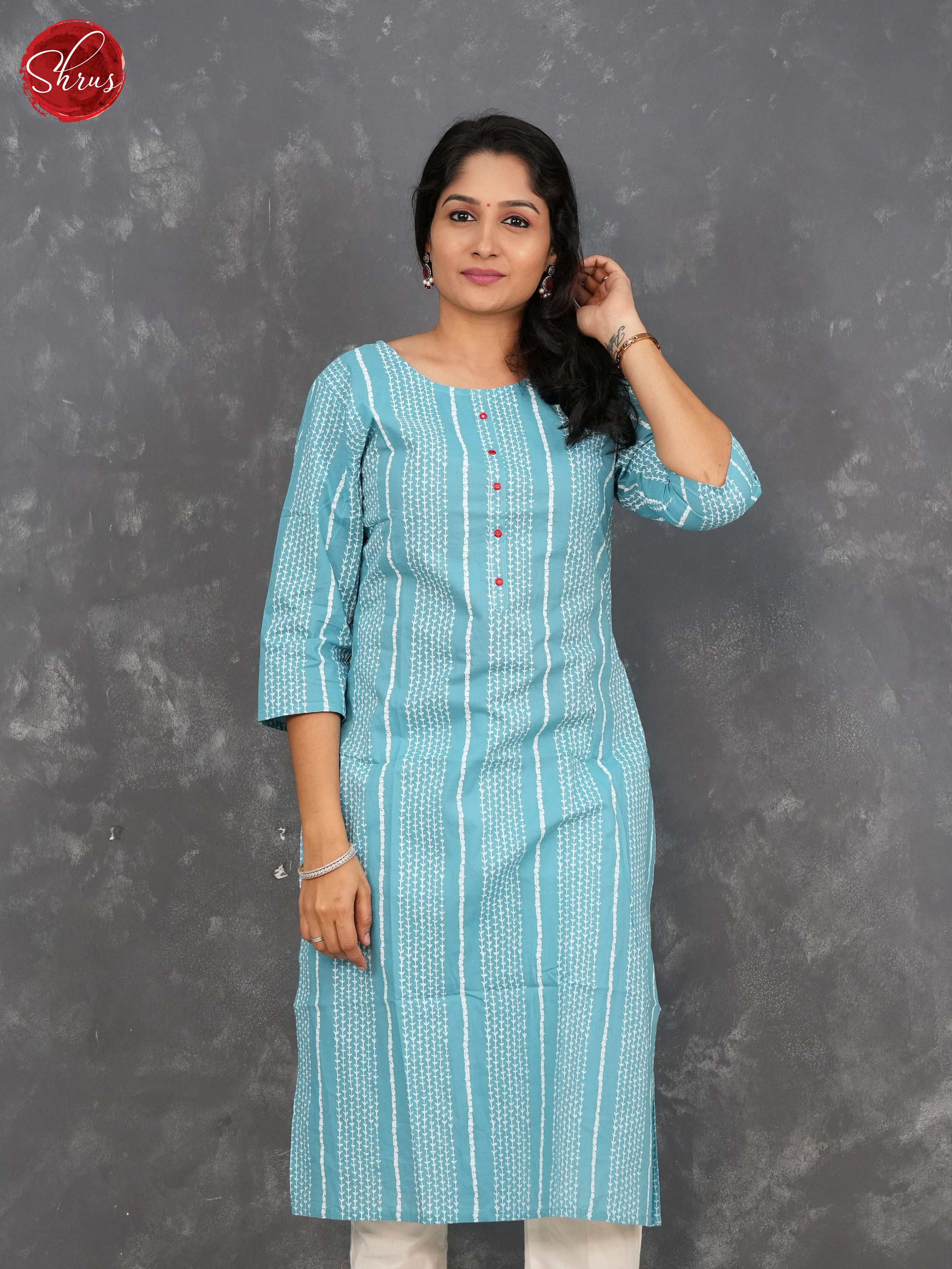 Blue -printed Readymade kurti - Shop on ShrusEternity.com