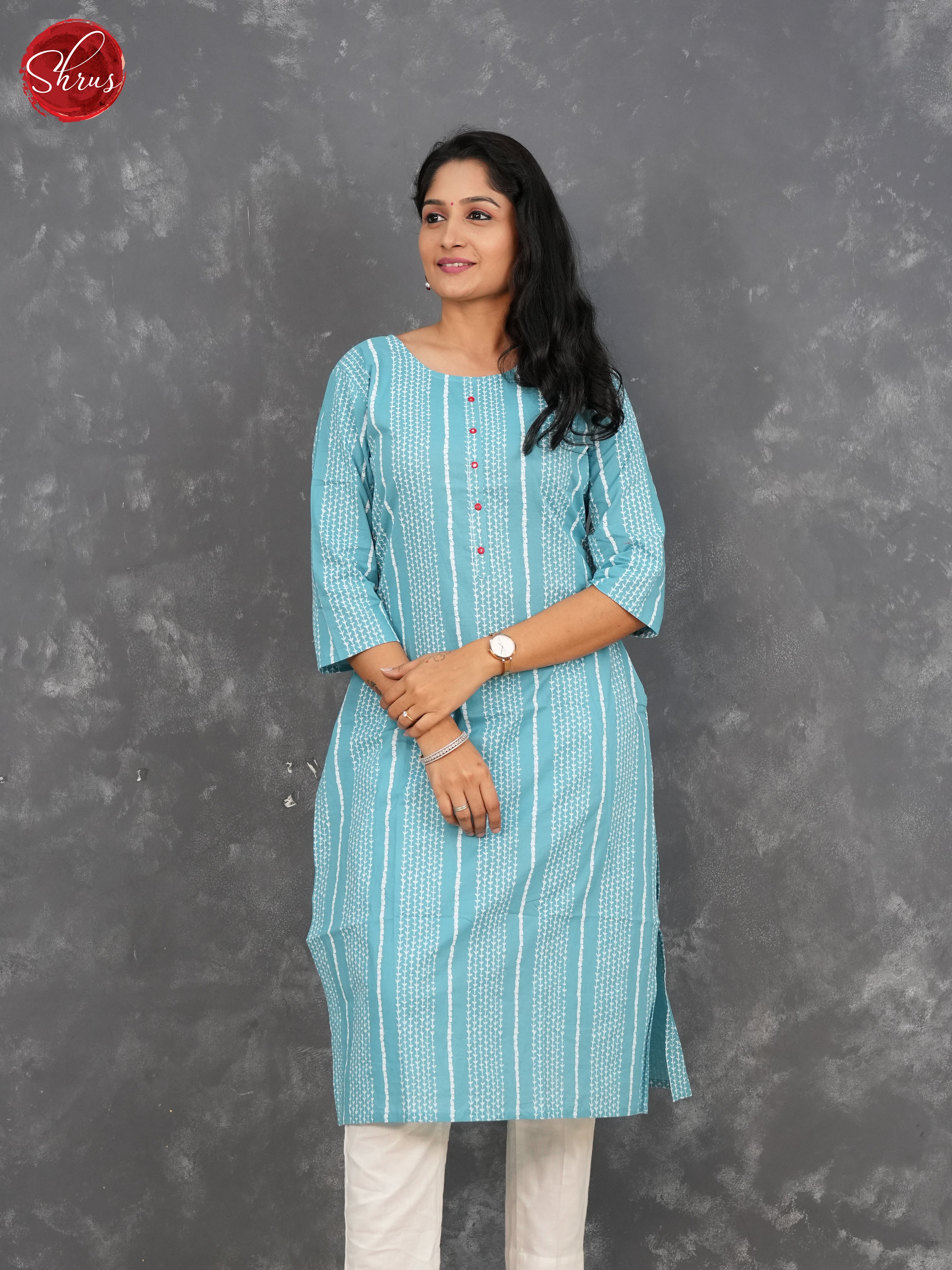 Blue -printed Readymade kurti - Shop on ShrusEternity.com