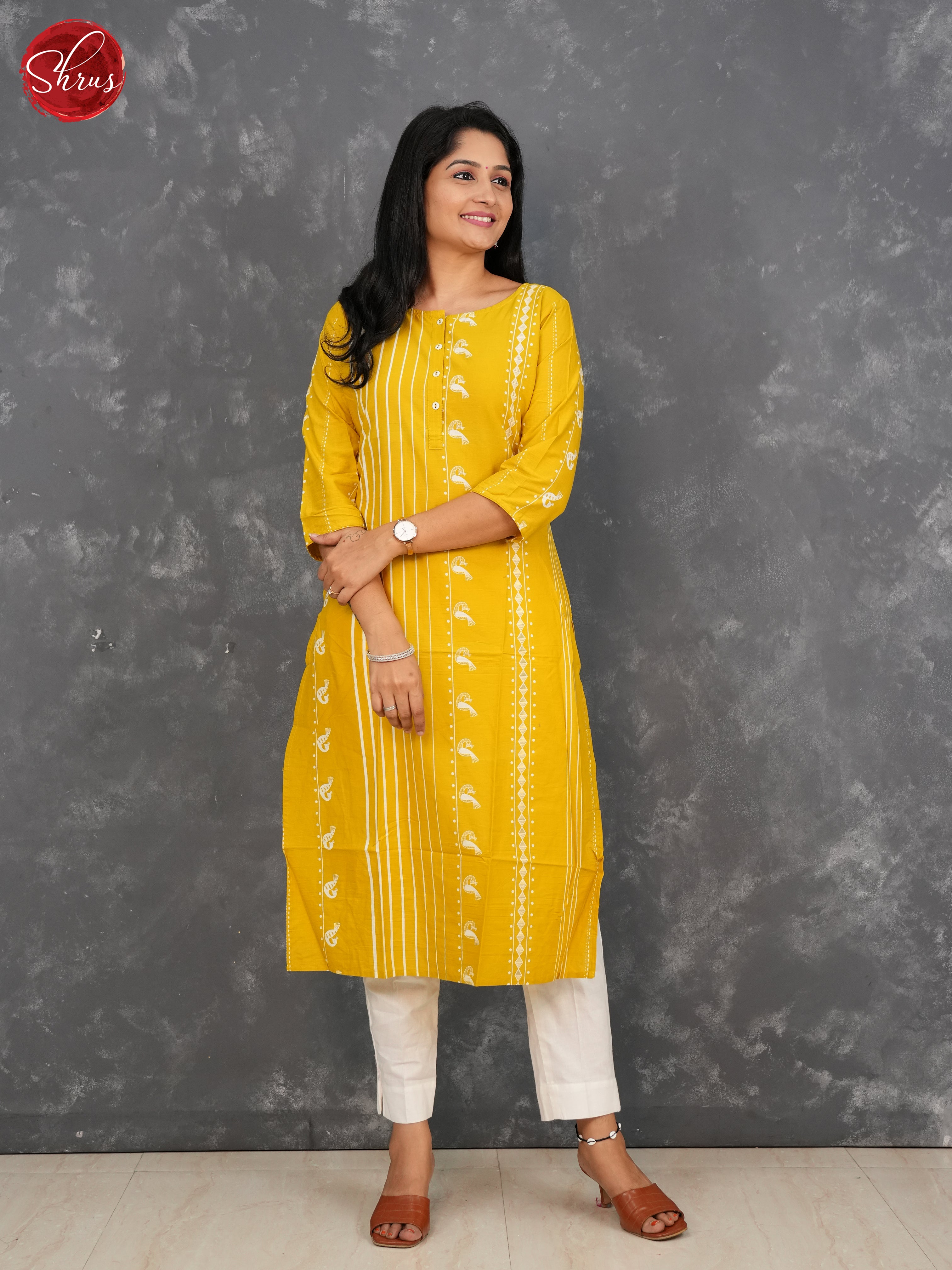 Yellow - Readymade kurti - Shop on ShrusEternity.com