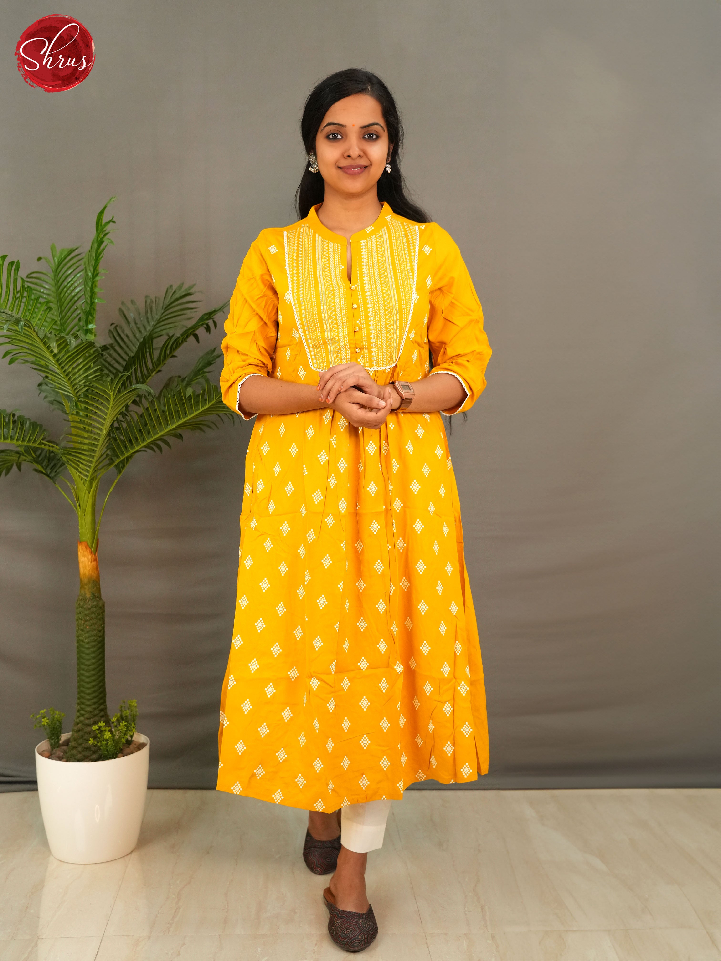 Yellow - Readymade kurti - Shop on ShrusEternity.com