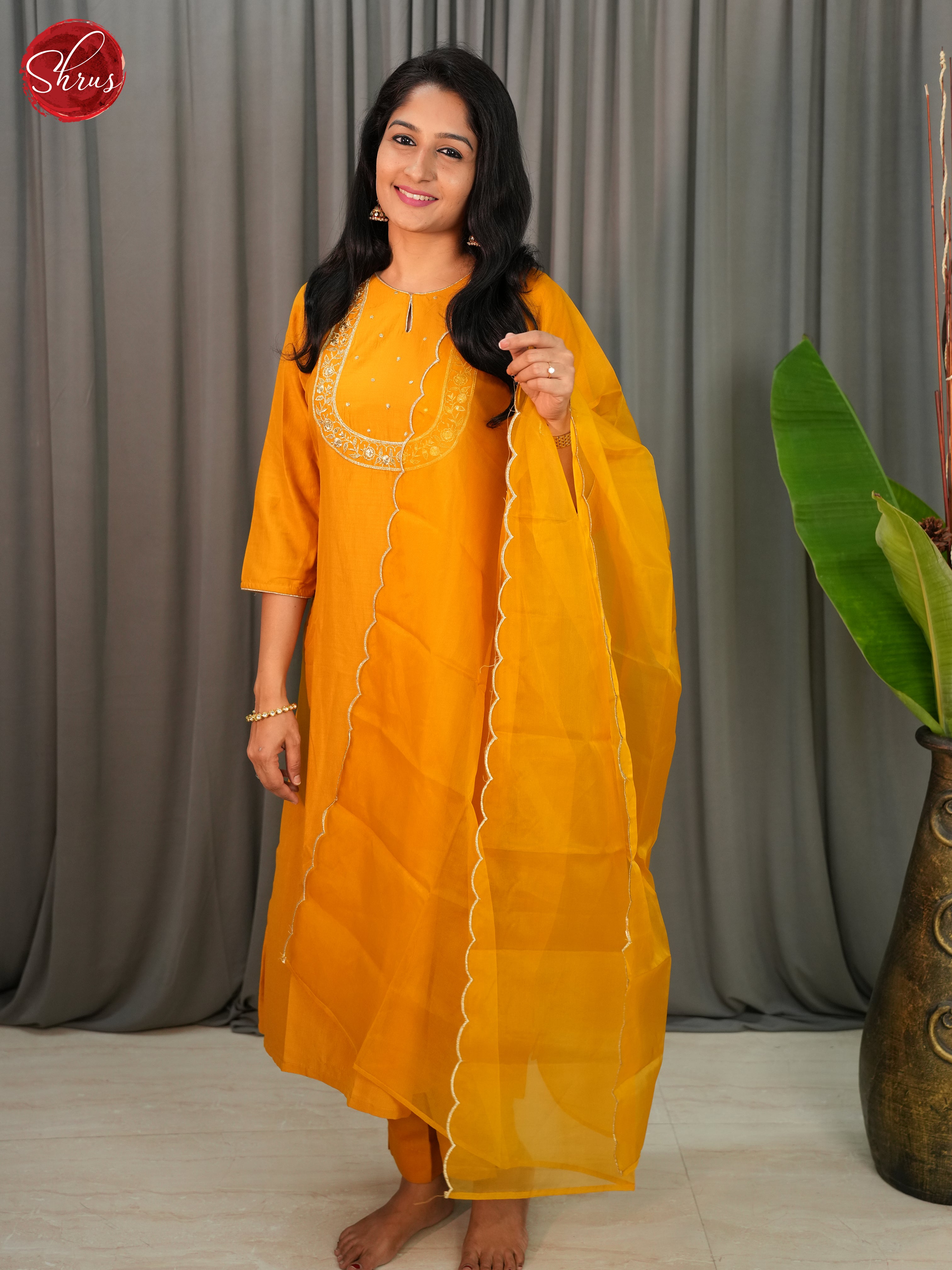 Orange  -Organza 3pc Readymade Suits - Shop on ShrusEternity.com