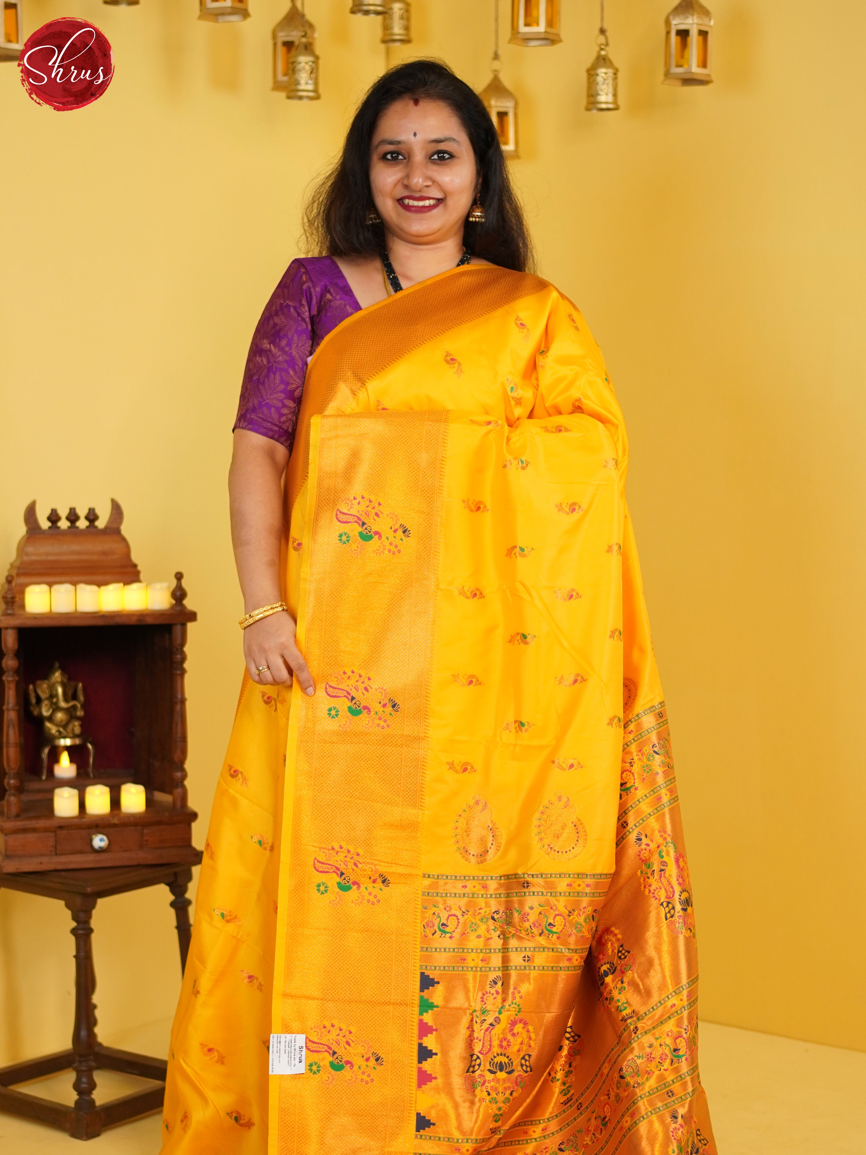 Yellow & Pink - Semi Paithani - Shop on ShrusEternity.com