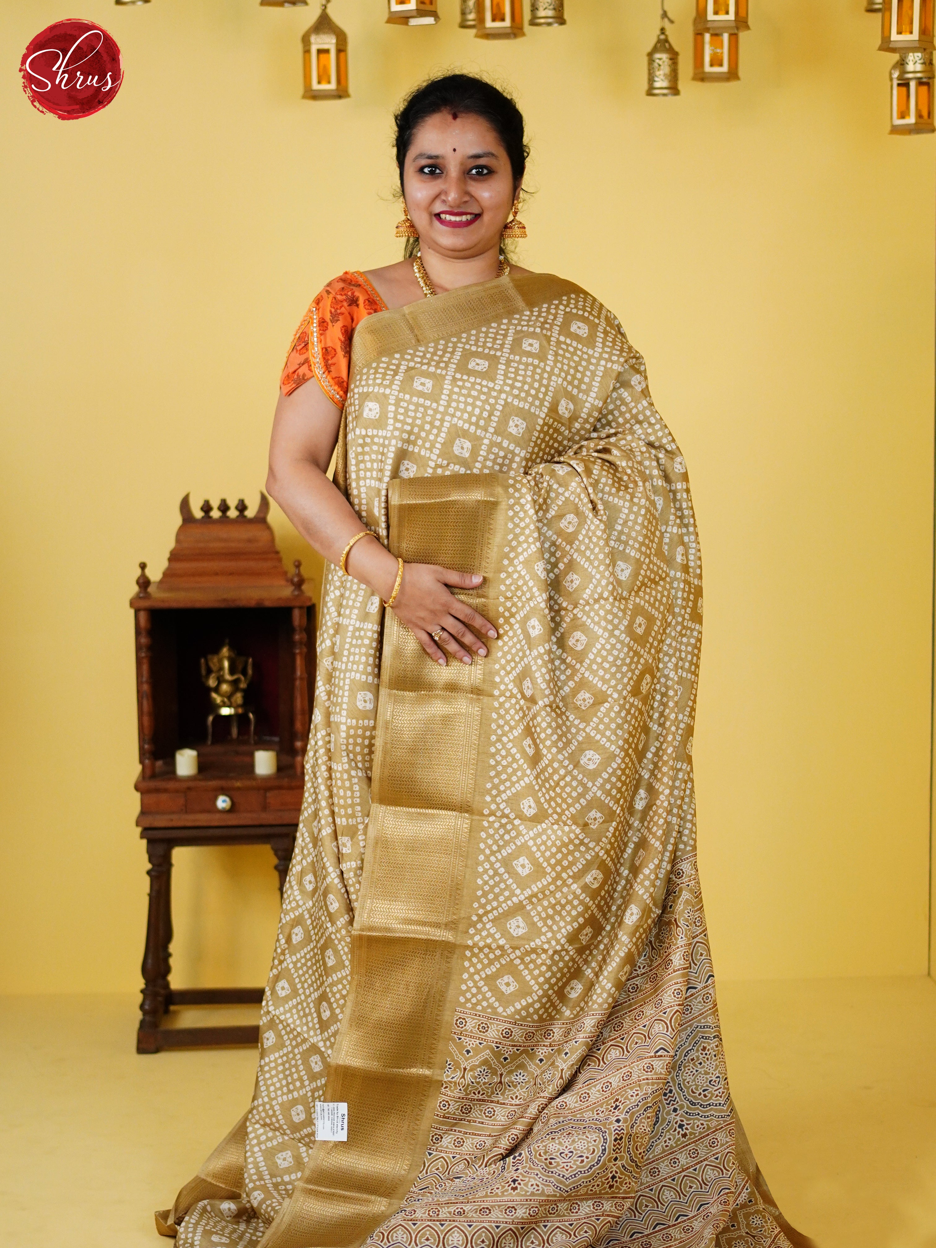 Light Brown(Single Tone) - Semi Crepe Saree - Shop on ShrusEternity.com