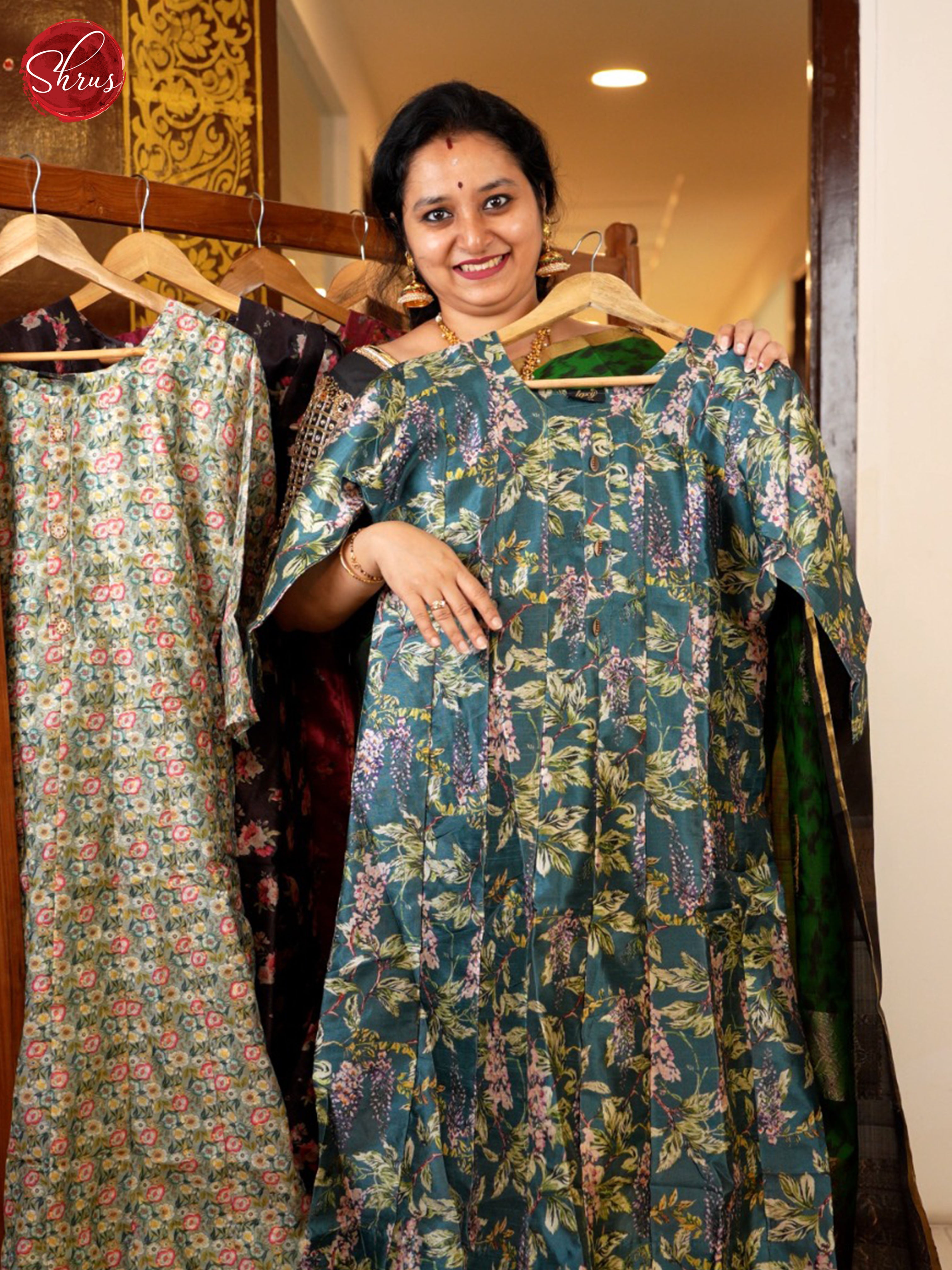 Blue - floral printed Readymade kurti - Shop on ShrusEternity.com