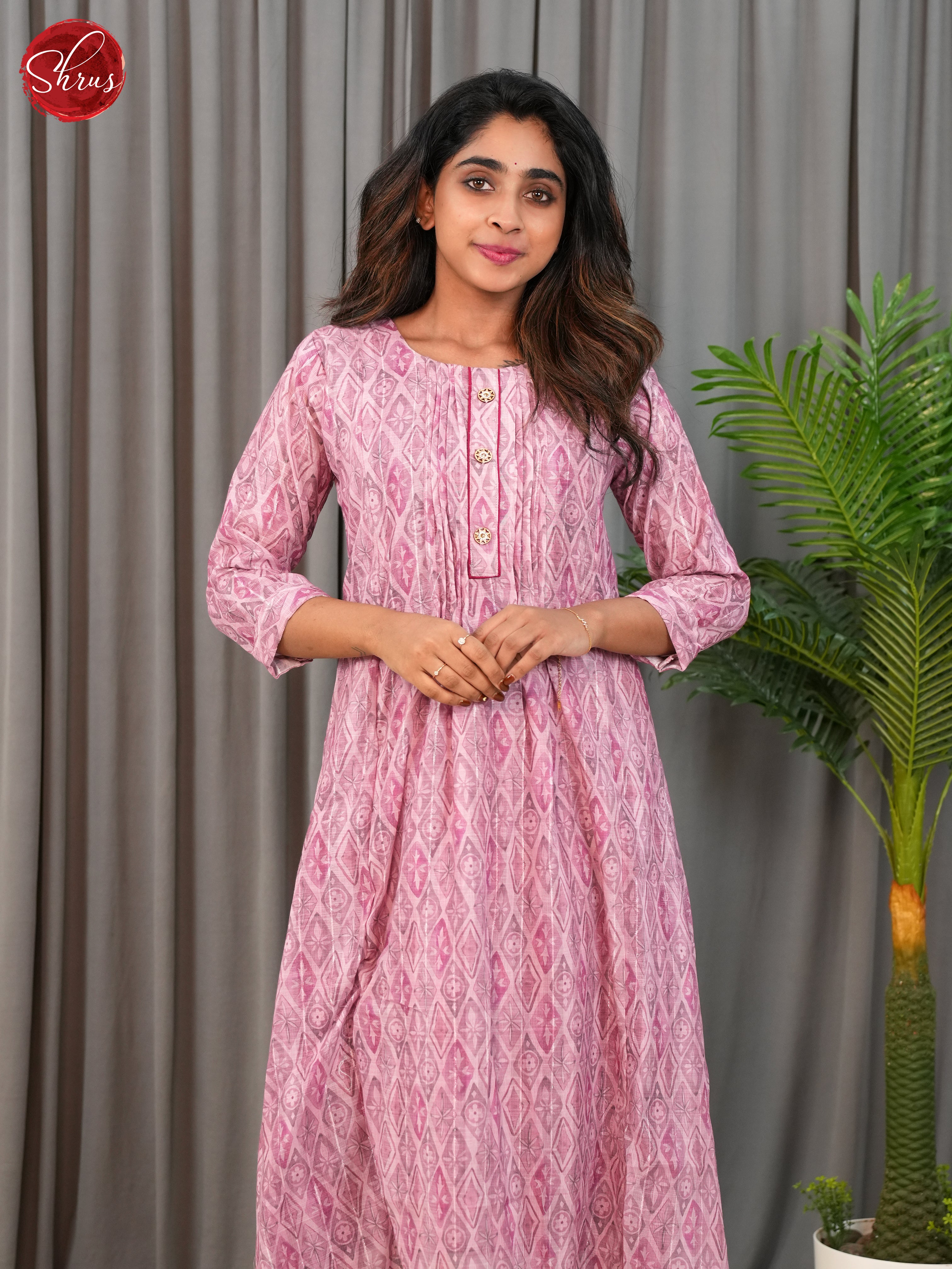 Pink  -Printed Anarkali Readymade Kurti - Shop on ShrusEternity.com