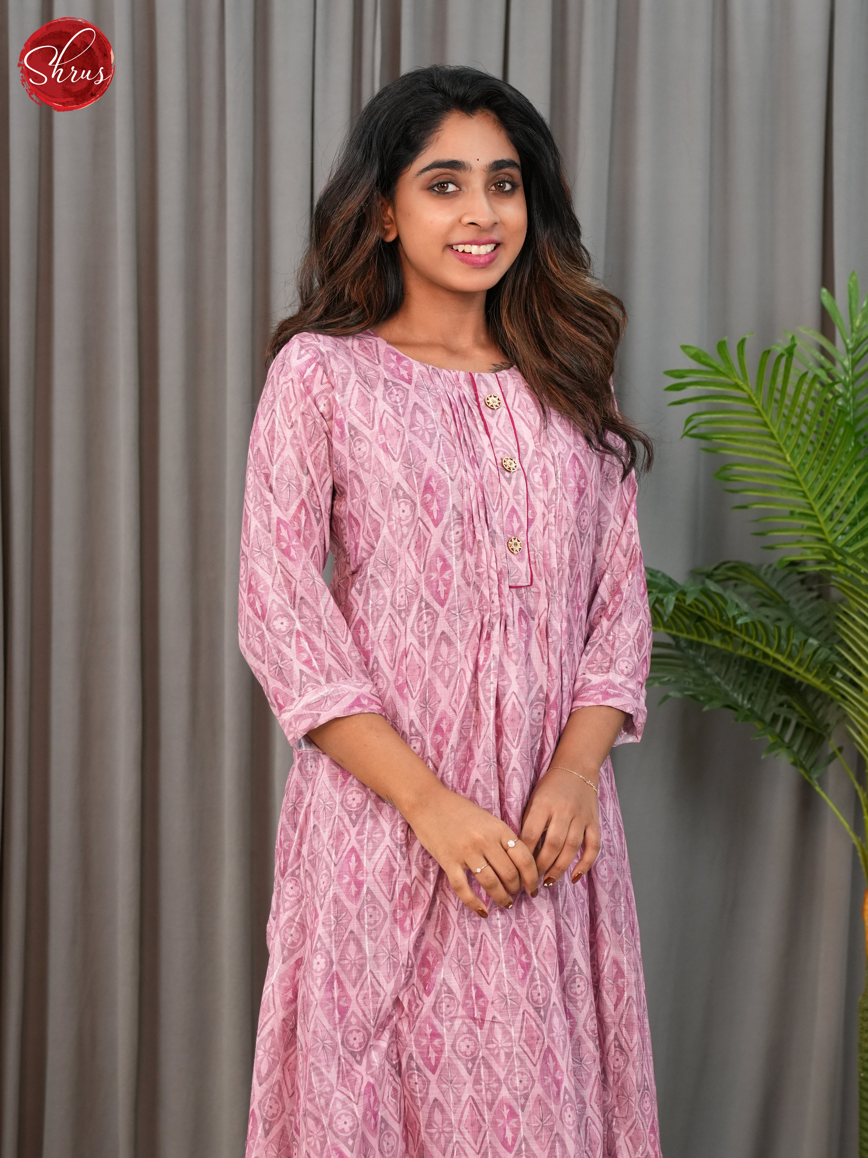 Pink  -Printed Anarkali Readymade Kurti - Shop on ShrusEternity.com