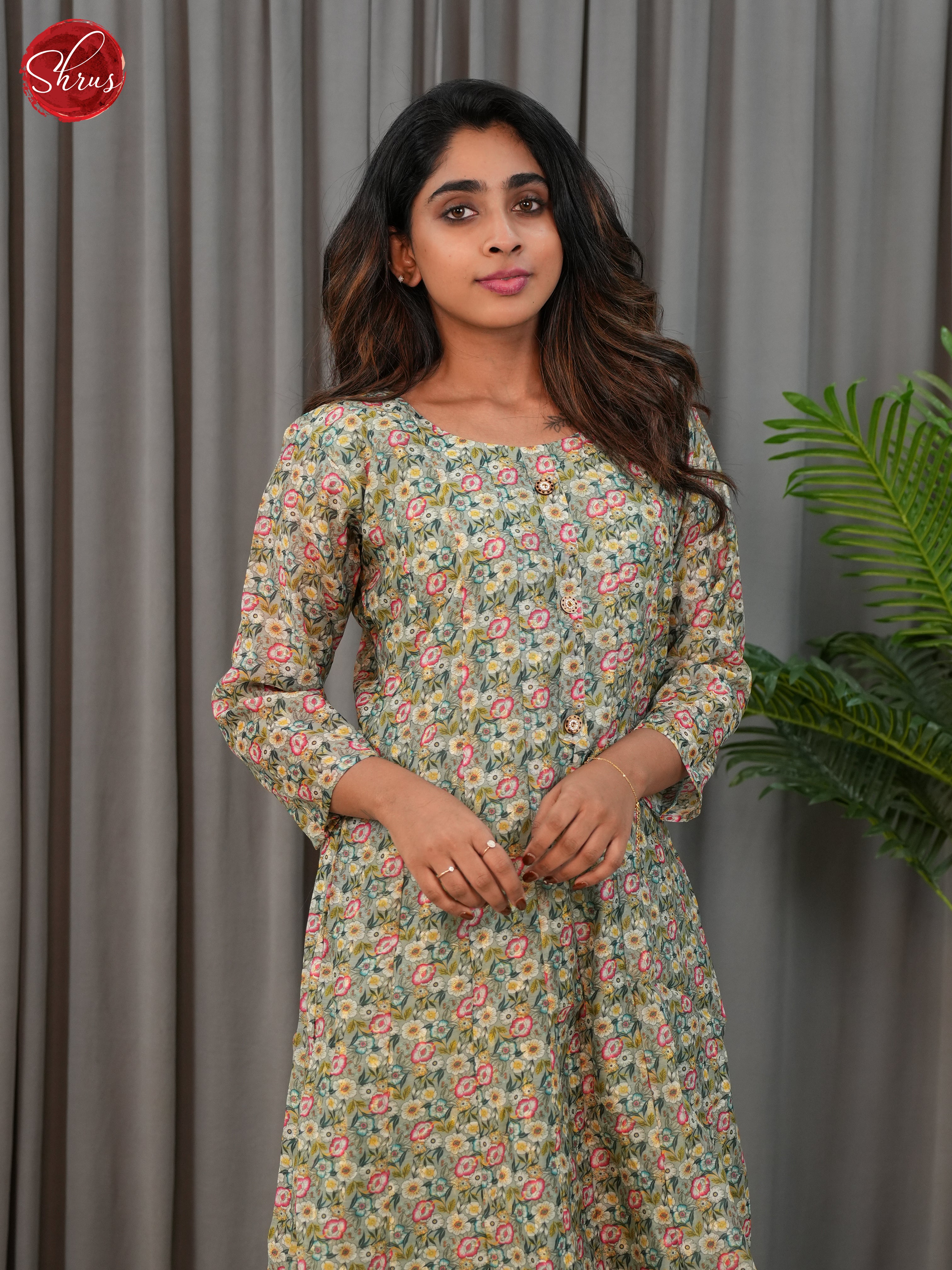 Green - Anarkali printed Readymade Kurti - Shop on ShrusEternity.com