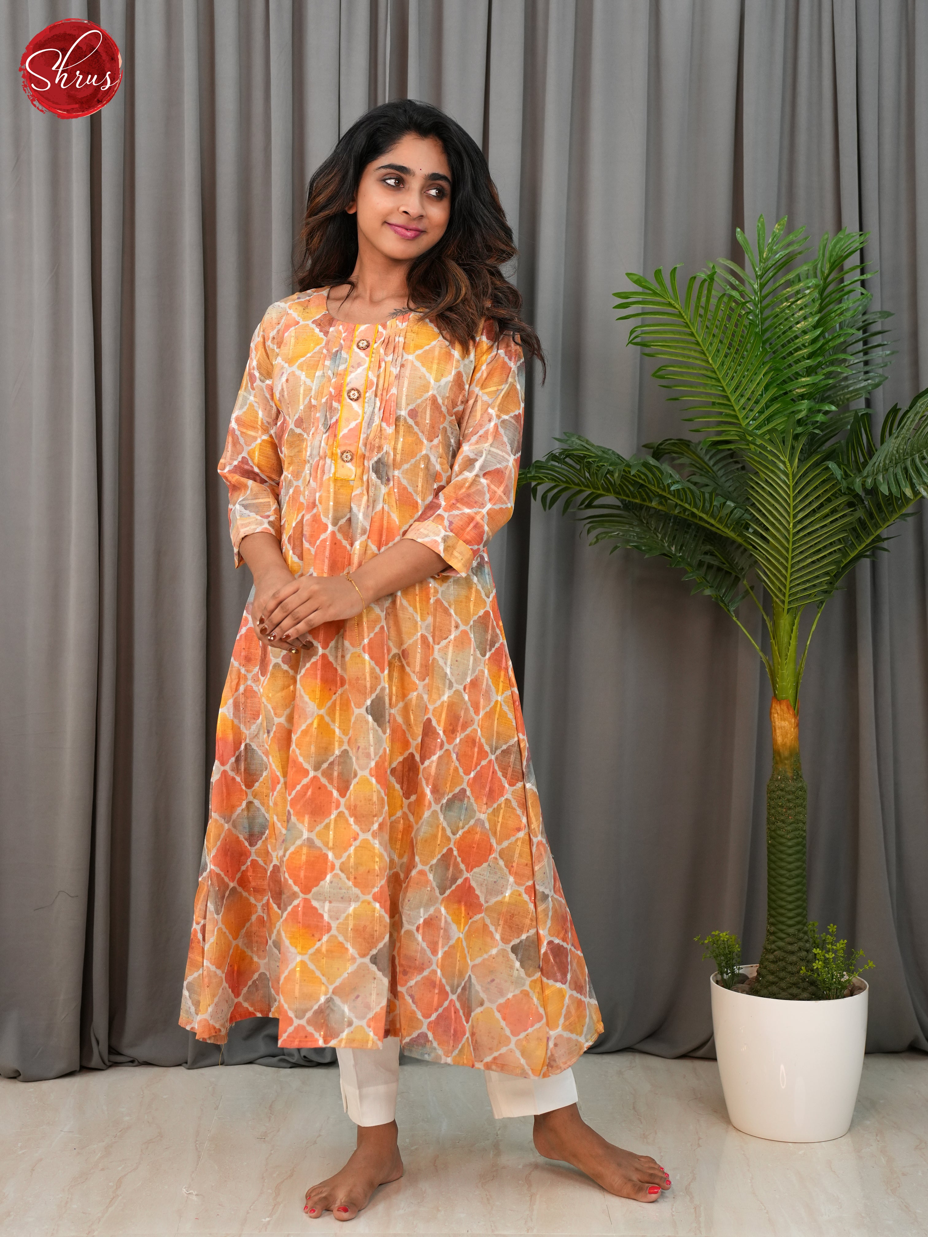 Orange -Anarkali Readymade Kurti - Shop on ShrusEternity.com