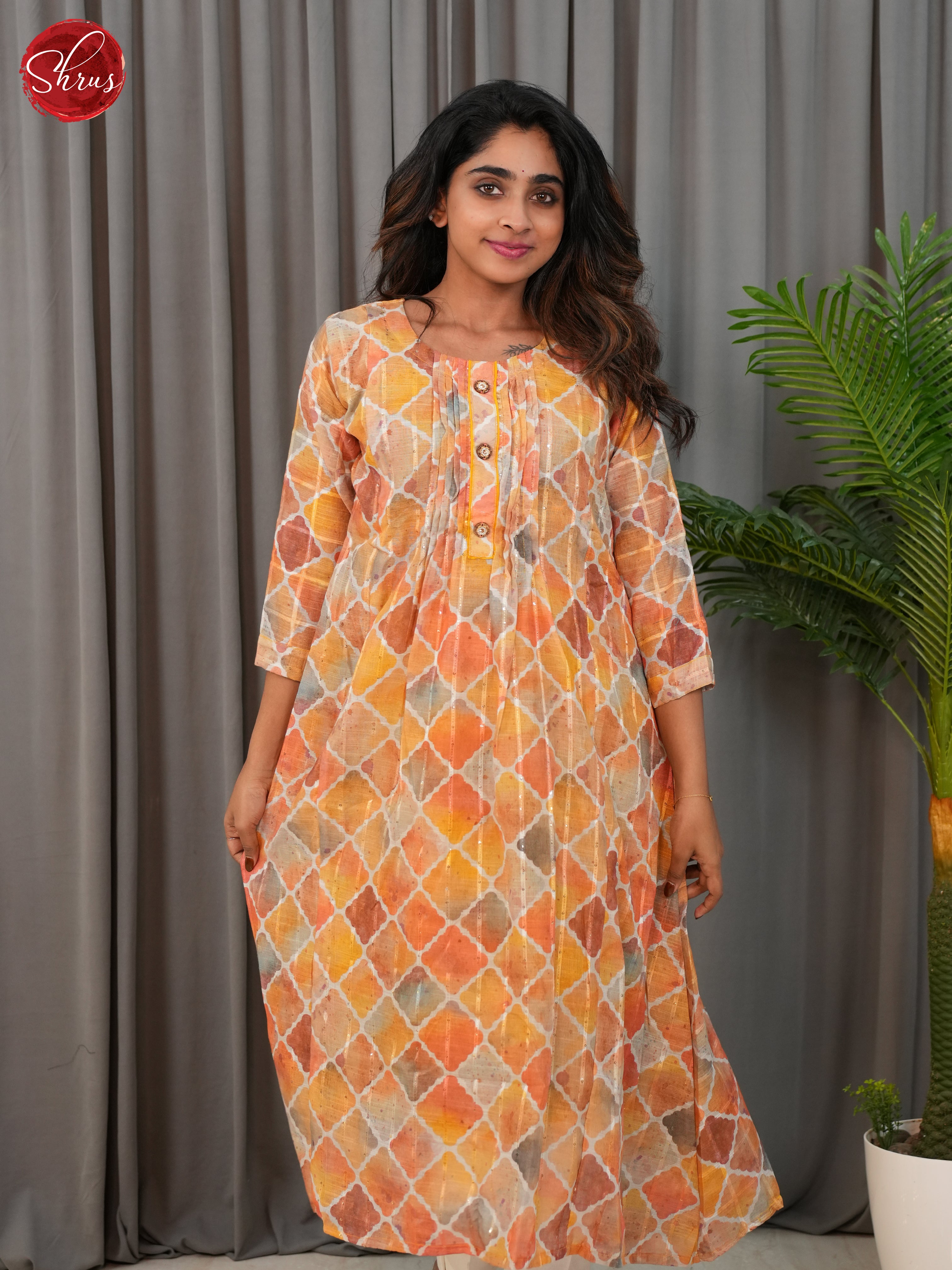 Orange -Anarkali Readymade Kurti - Shop on ShrusEternity.com