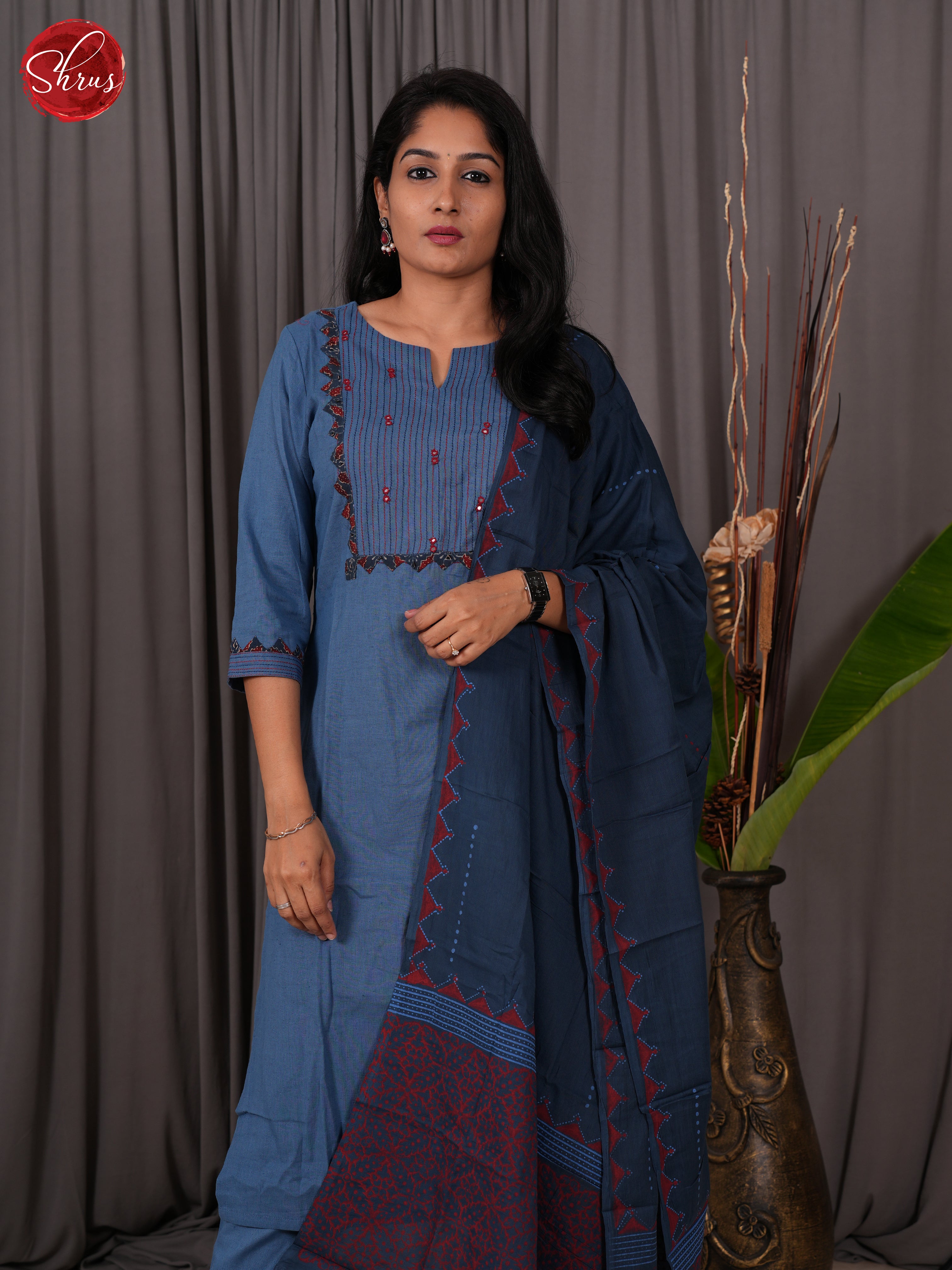 Blue  -3pc embroidered Readymade Salwar - Shop on ShrusEternity.com