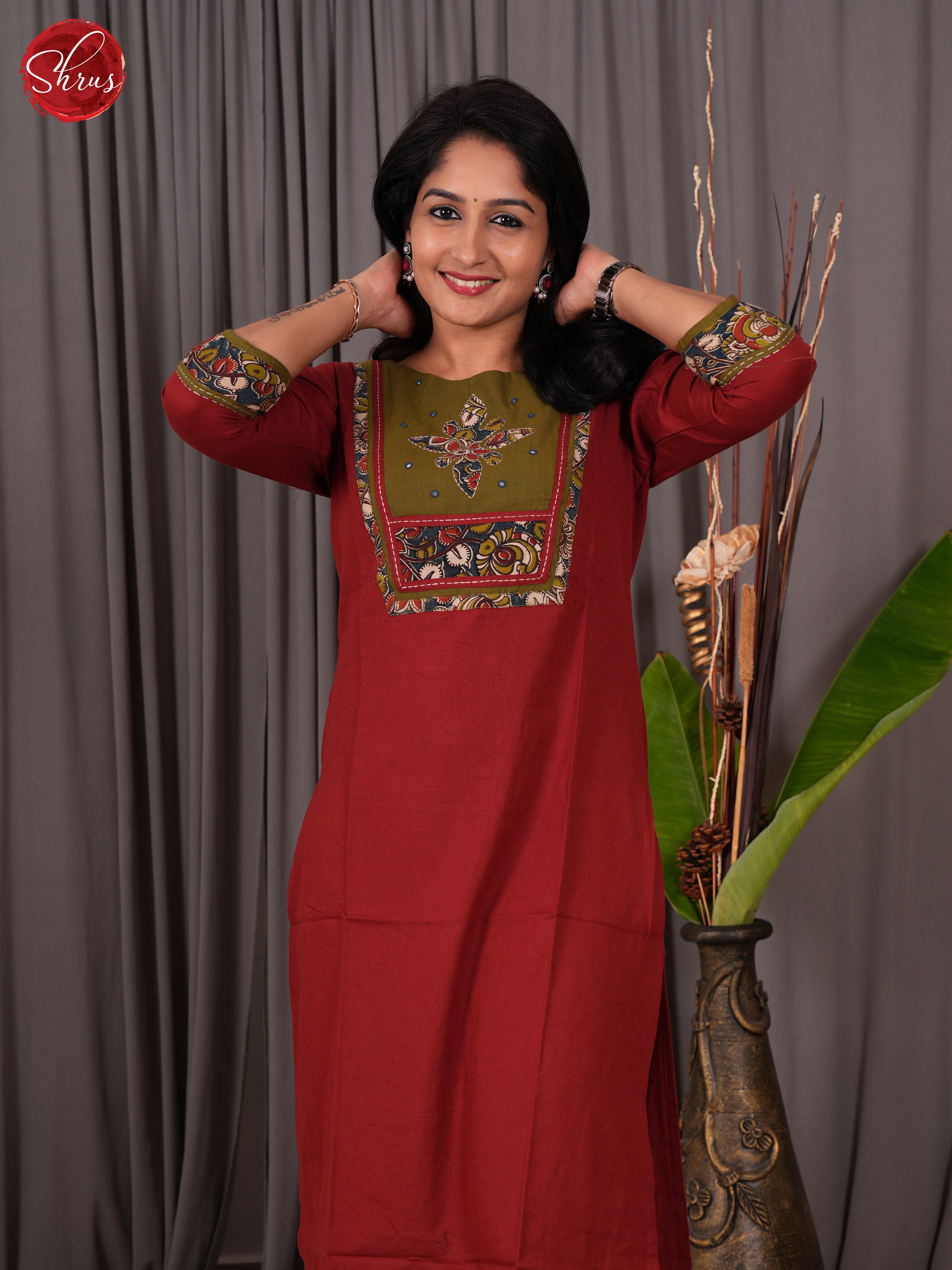 Brick Red  -Readymade Kurti - Shop on ShrusEternity.com