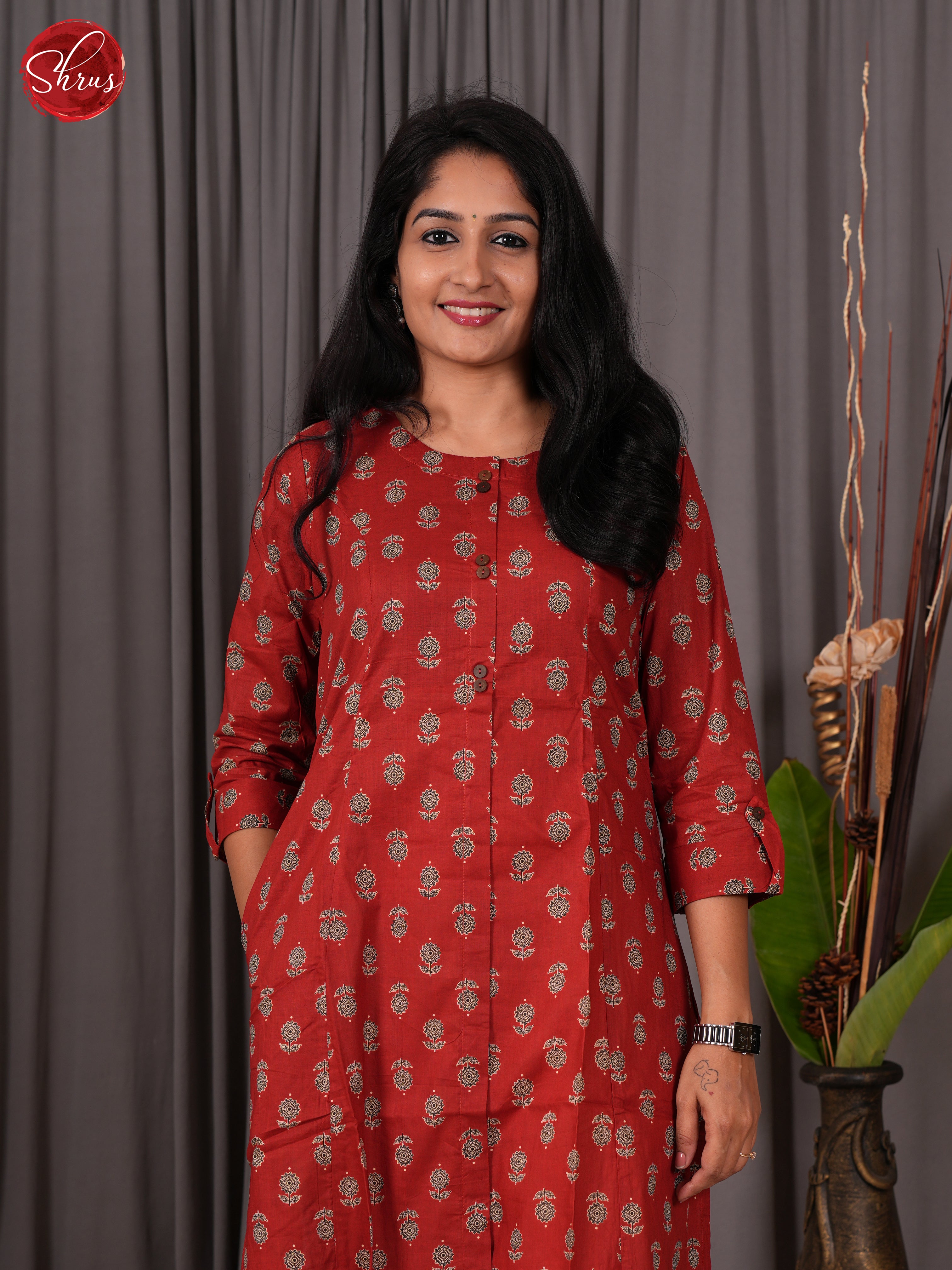 Red  - Printed Readymade Kurti - Shop on ShrusEternity.com