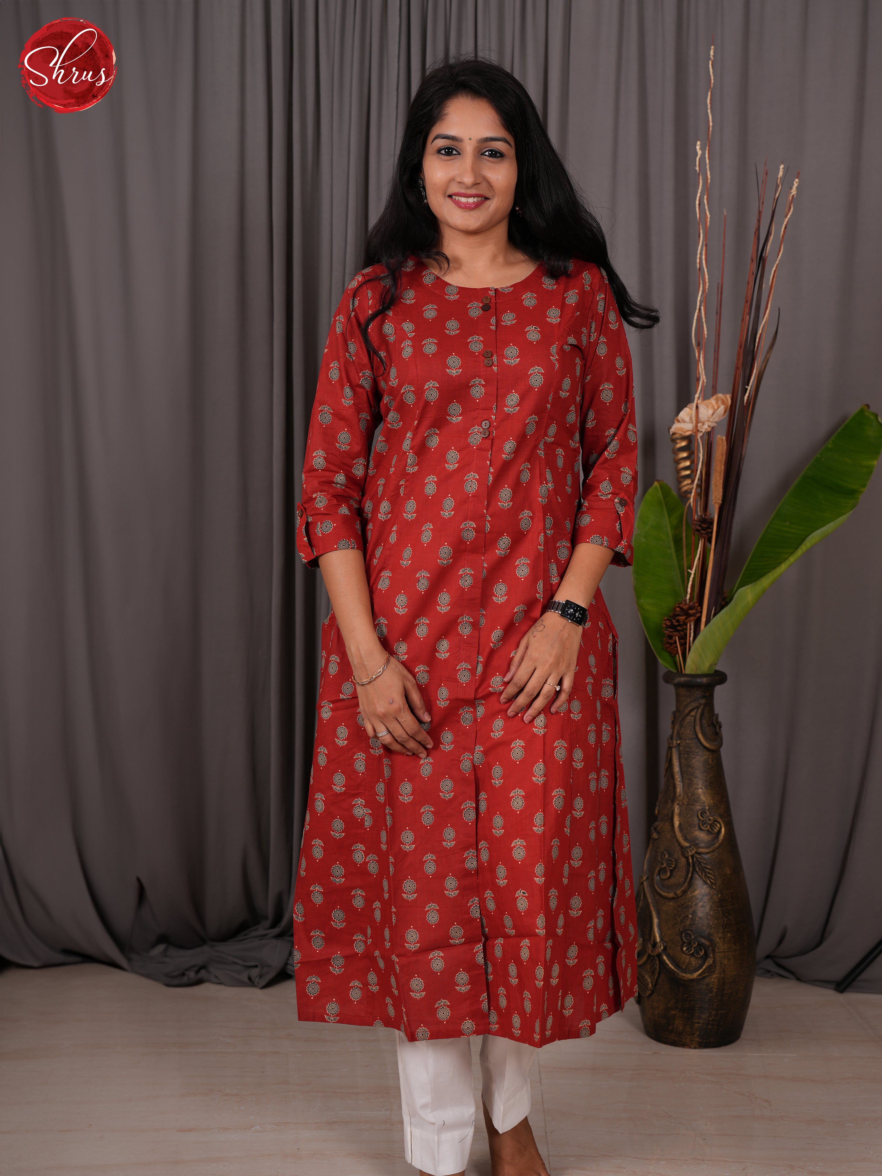 Red  - Printed Readymade Kurti - Shop on ShrusEternity.com