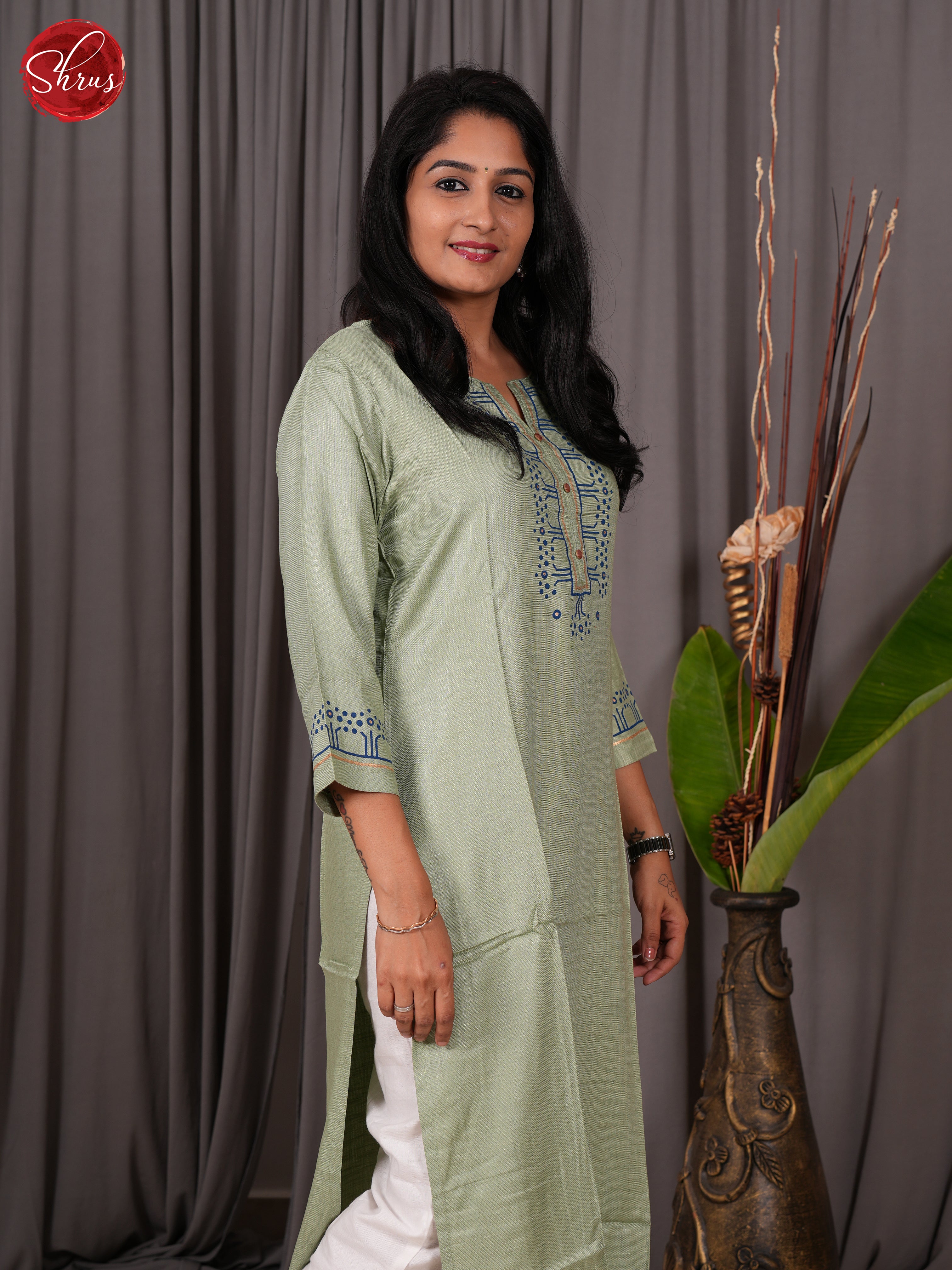 Green- Embroidered Readymade Kurti - Shop on ShrusEternity.com