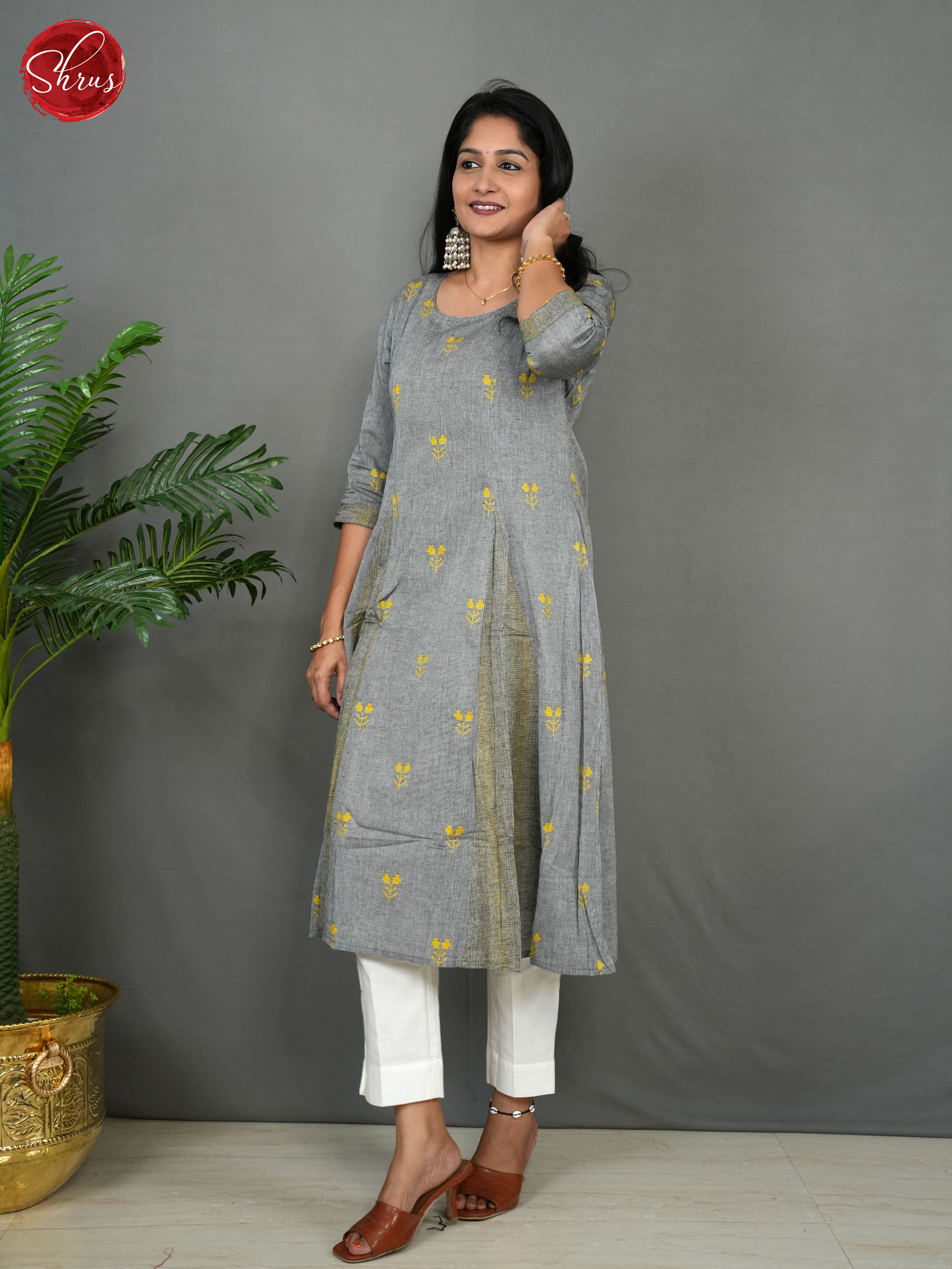 Grey - Readymade Kurti - Shop on ShrusEternity.com