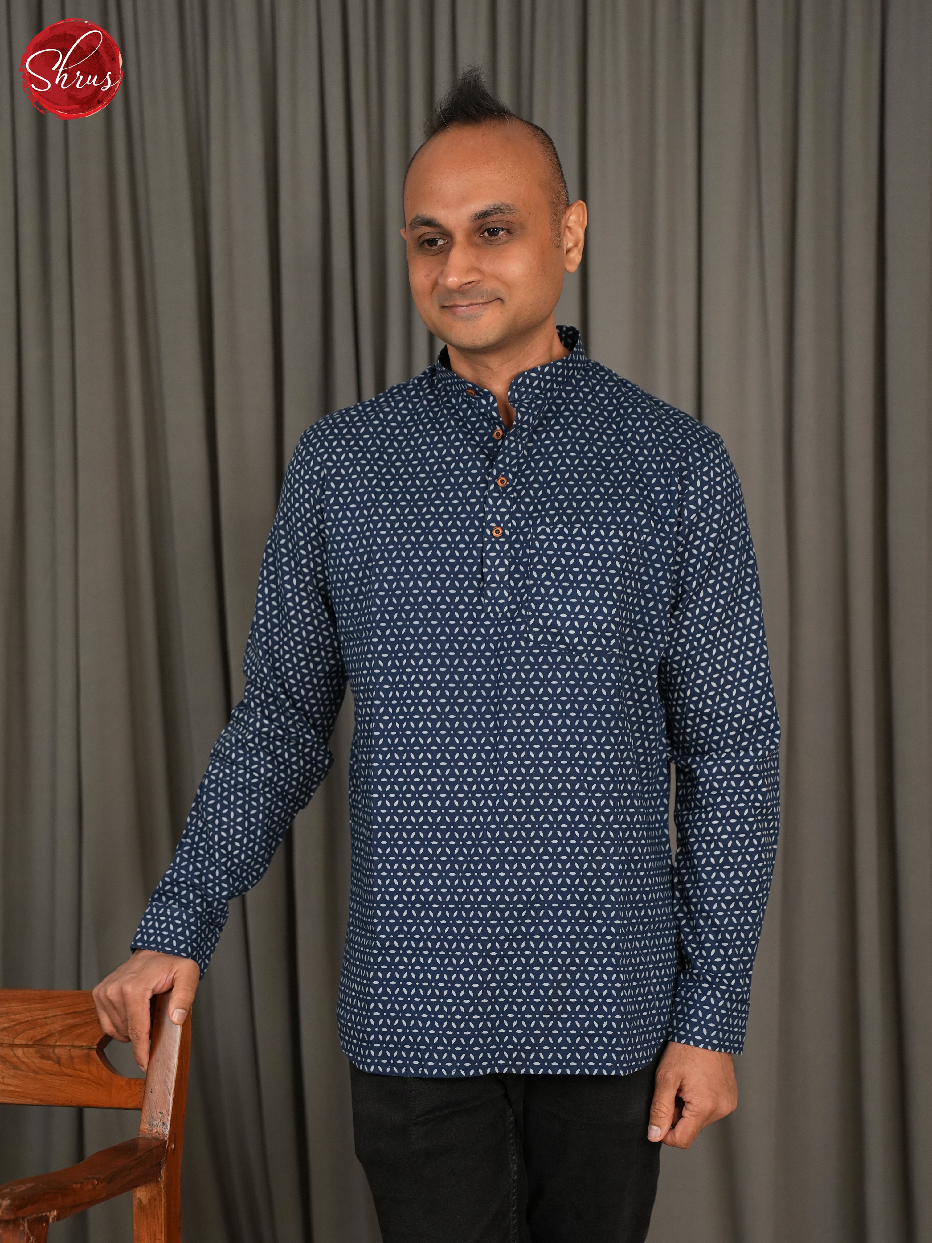 Blue -Readymade Mens Kurta - Shop on ShrusEternity.com