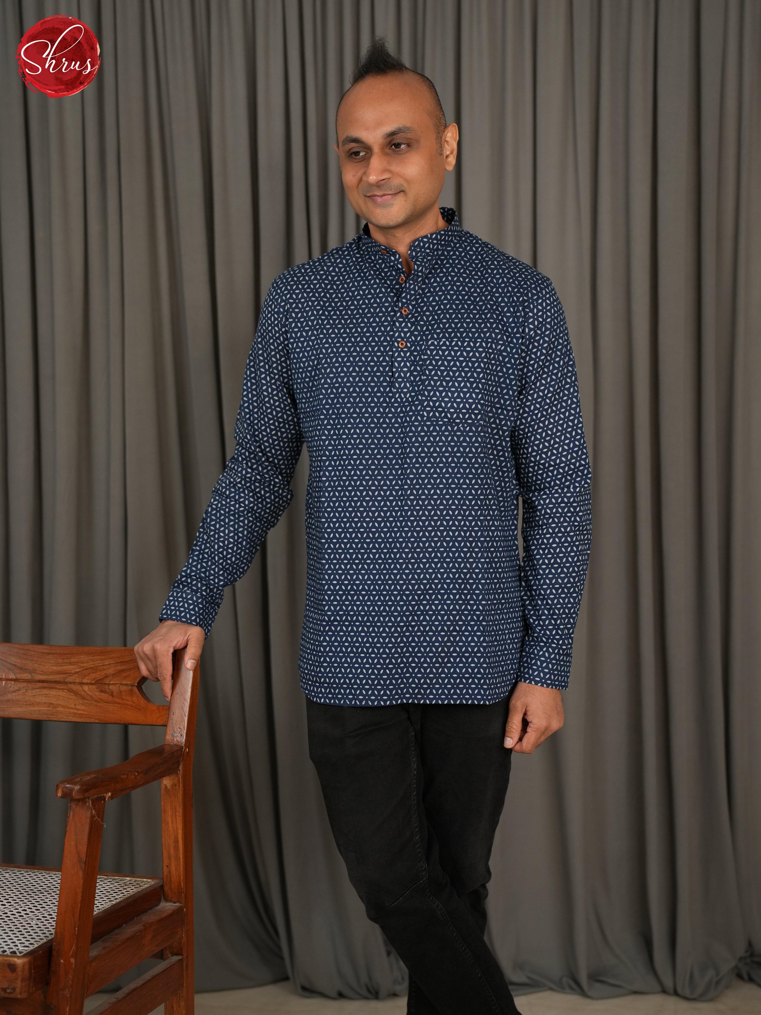 Blue -Readymade Mens Kurta - Shop on ShrusEternity.com