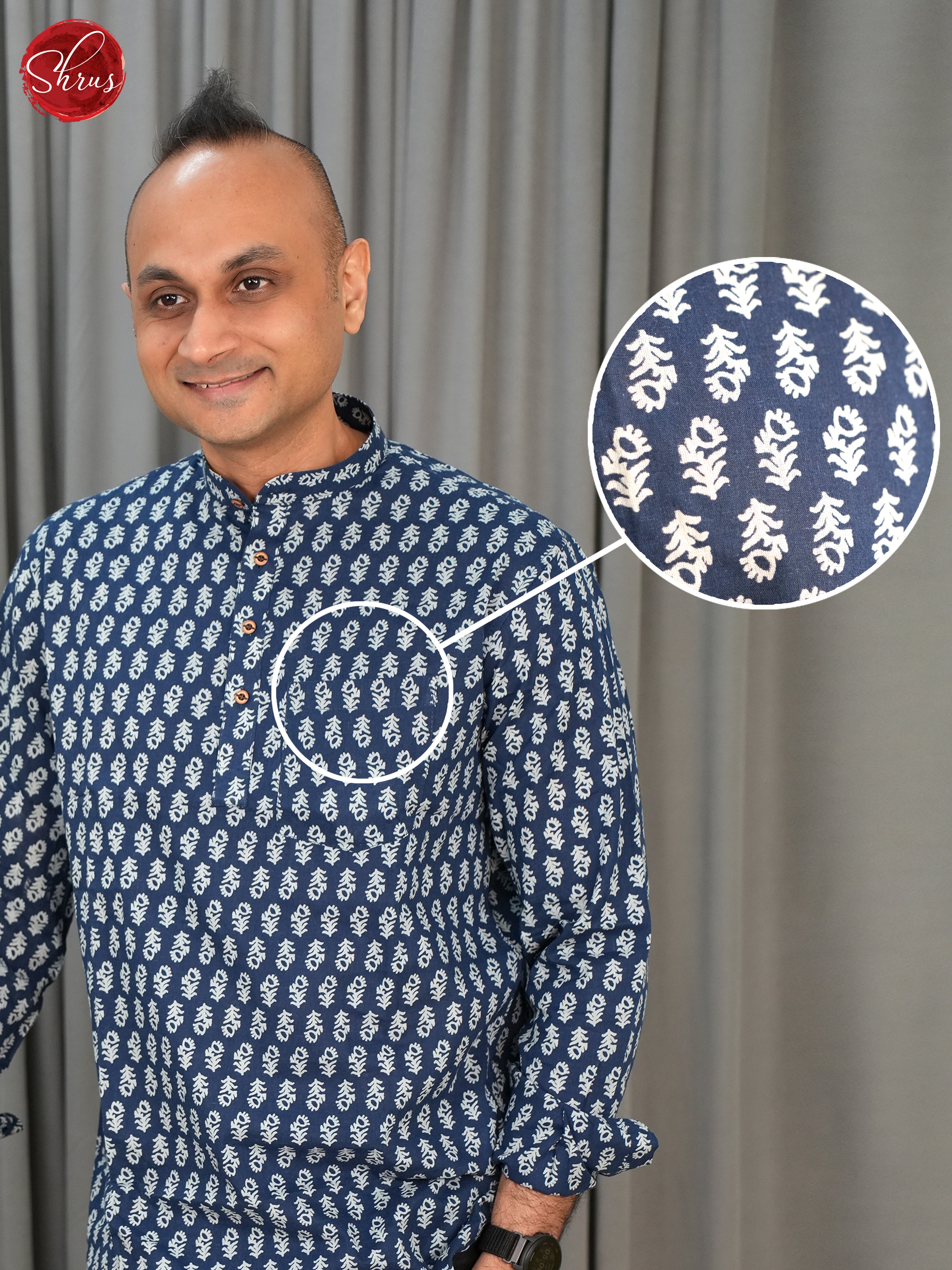 Blue -Readymade Mens Kurta - Shop on ShrusEternity.com