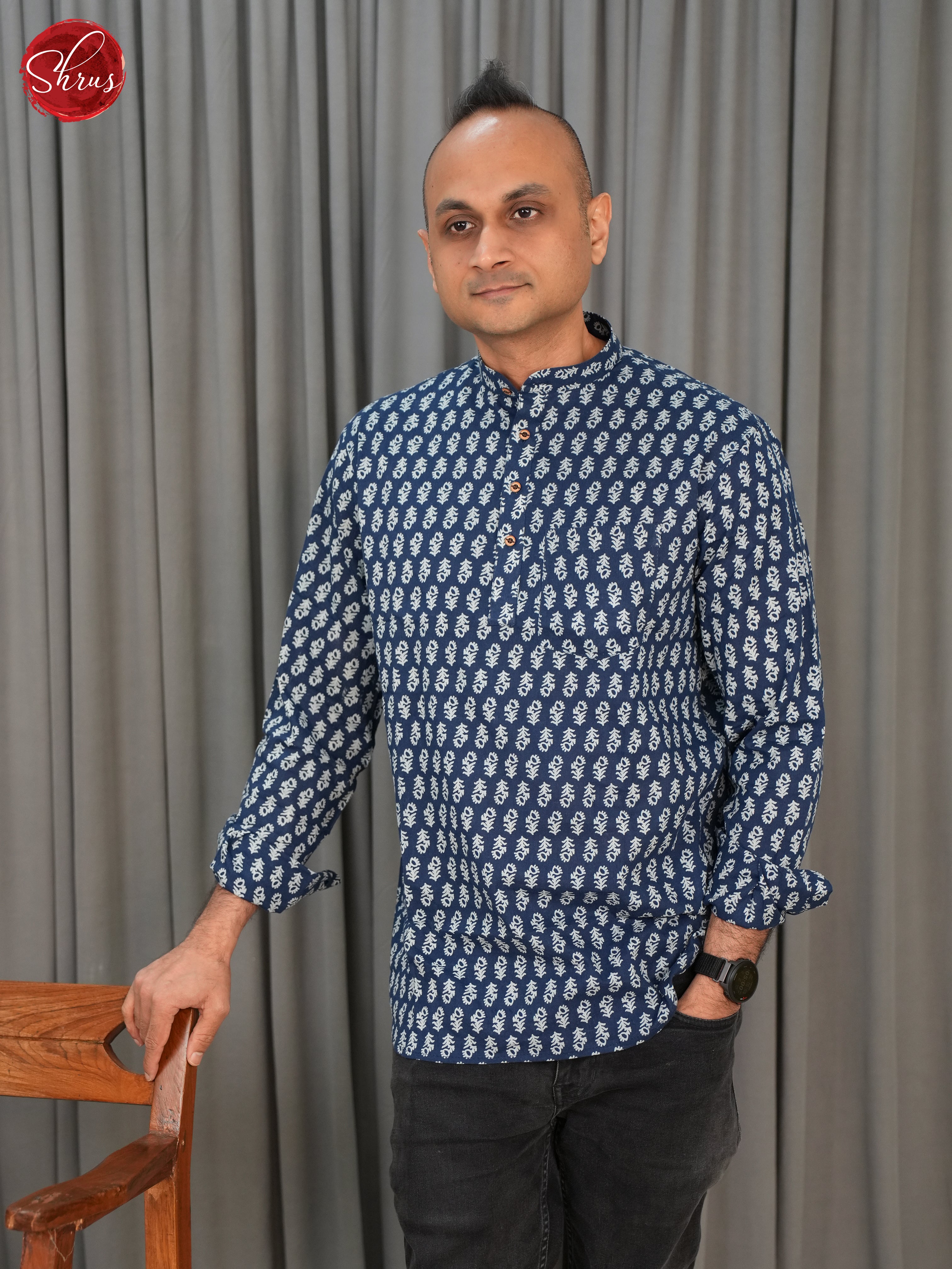 Blue -Readymade Mens Kurta - Shop on ShrusEternity.com