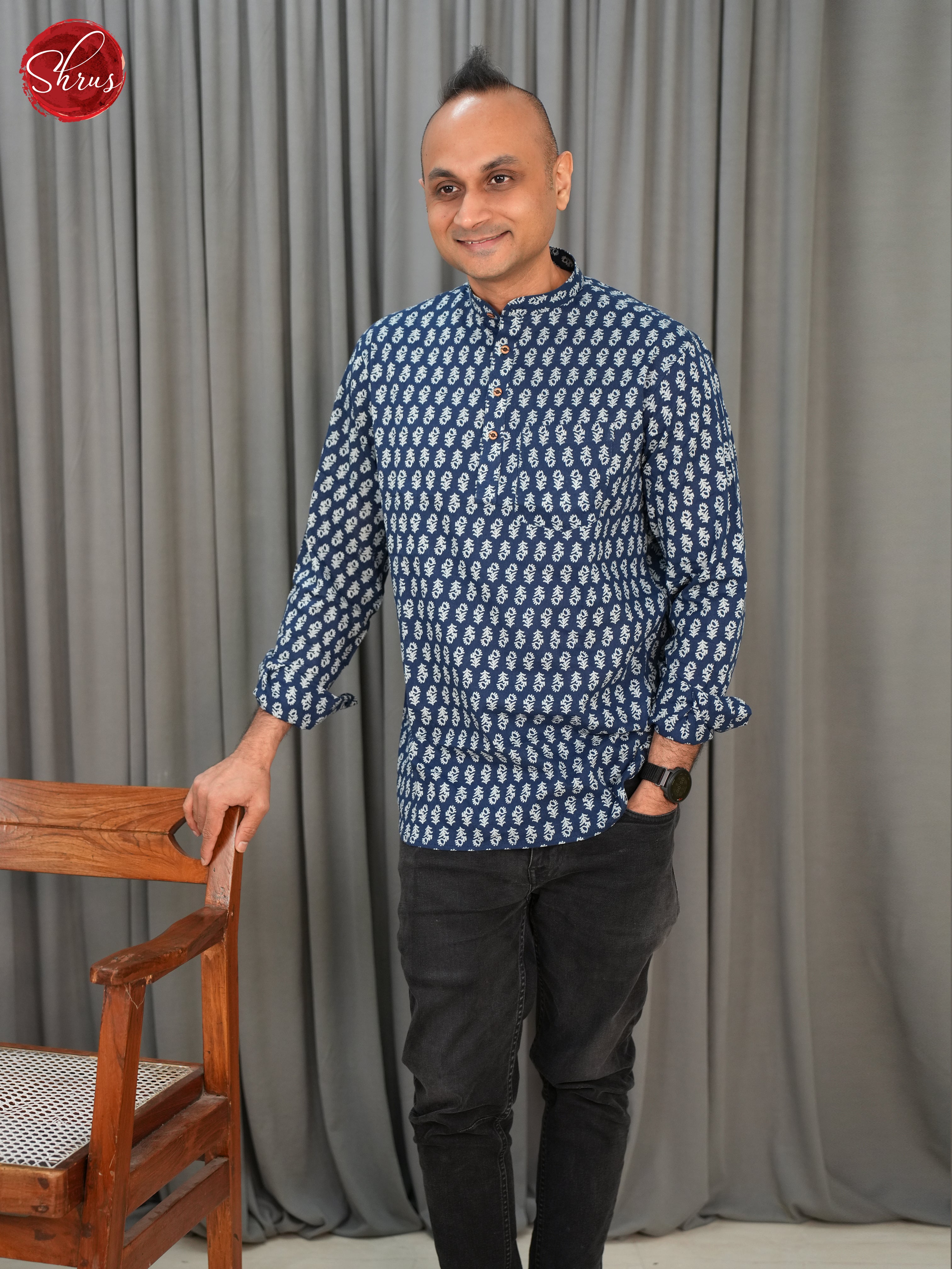 Blue -Readymade Mens Kurta - Shop on ShrusEternity.com