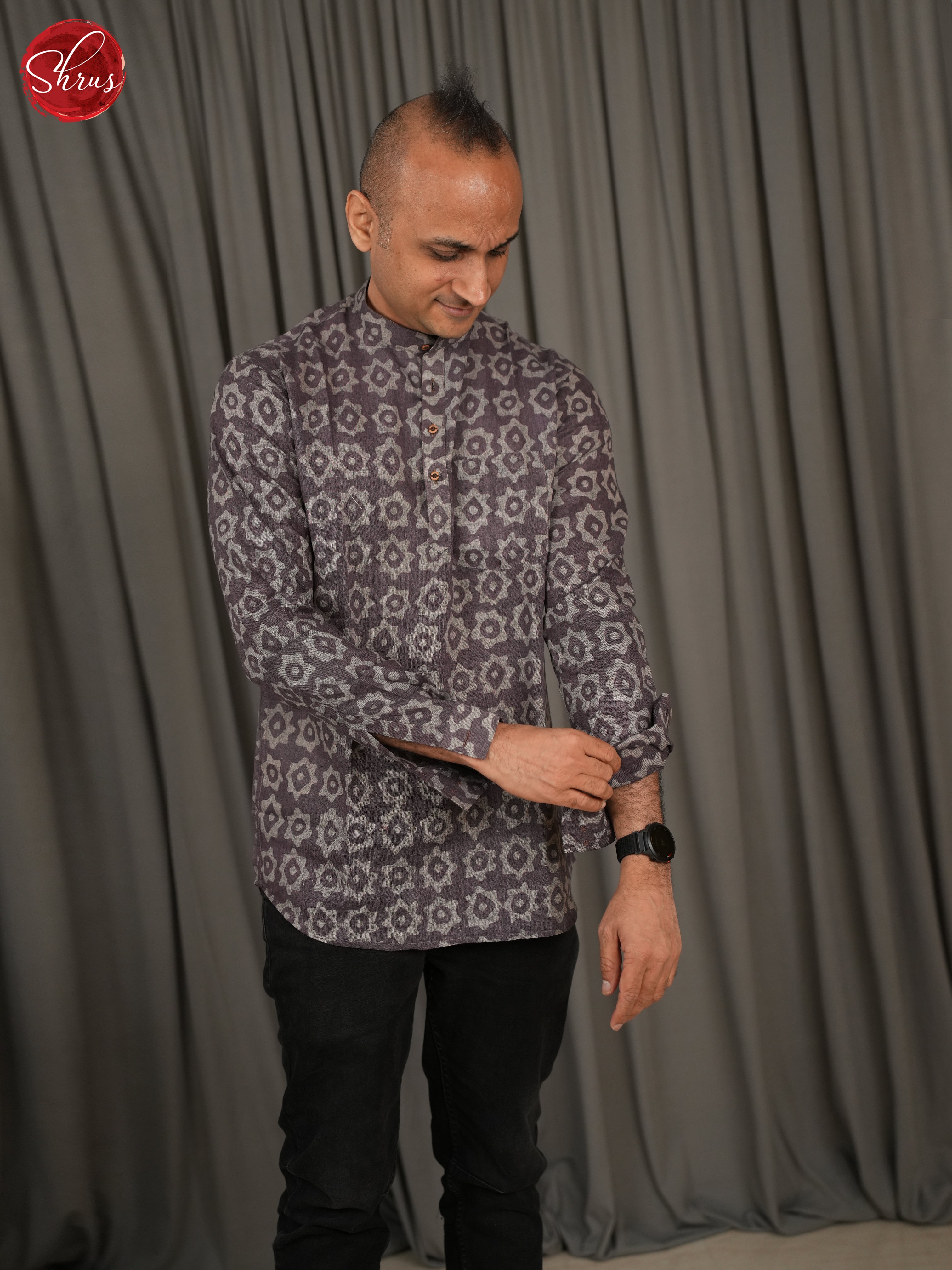 Grey-Readymade Mens Kurta - Shop on ShrusEternity.com