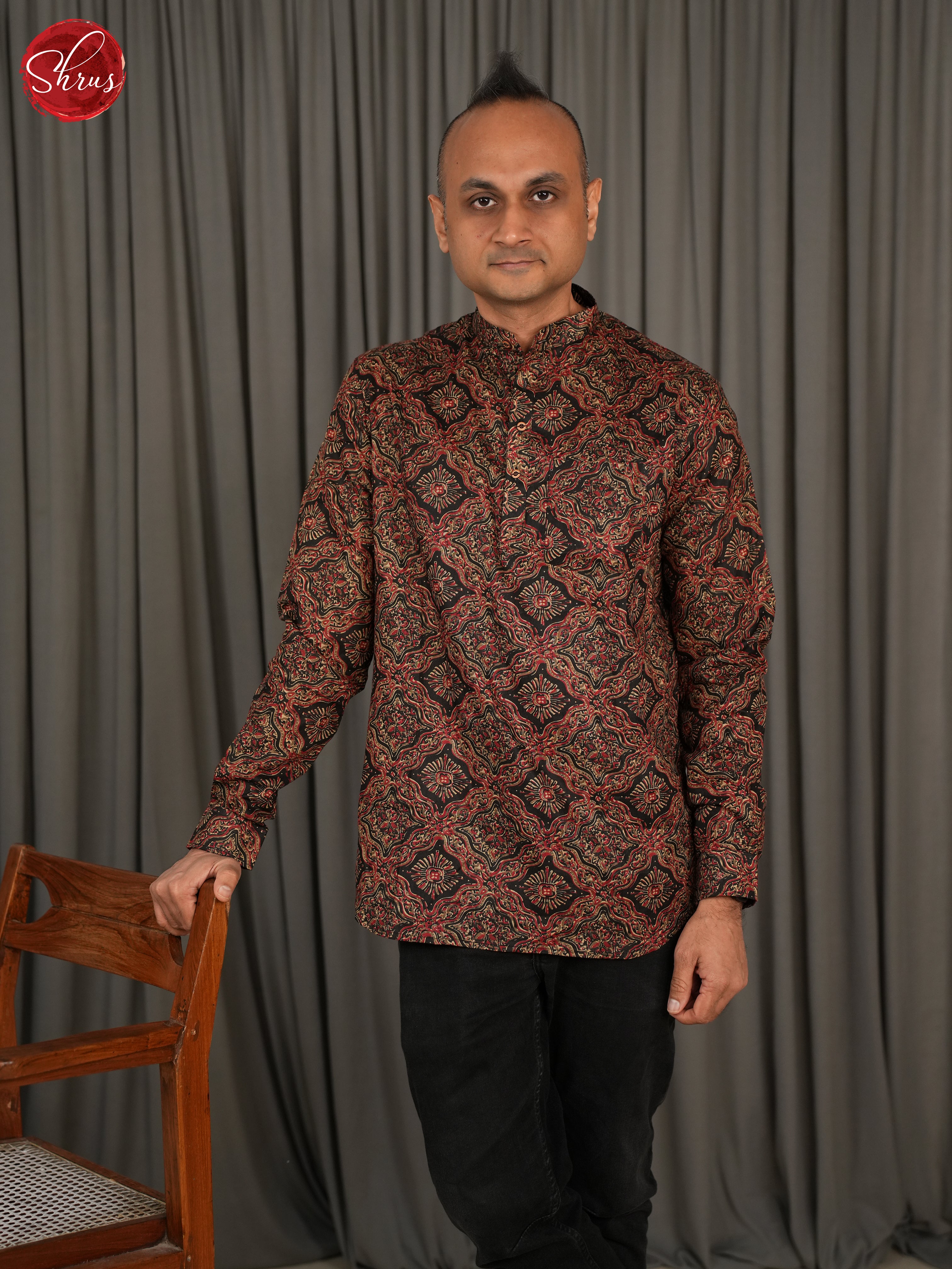 Black -Readymade Mens Kurta - Shop on ShrusEternity.com