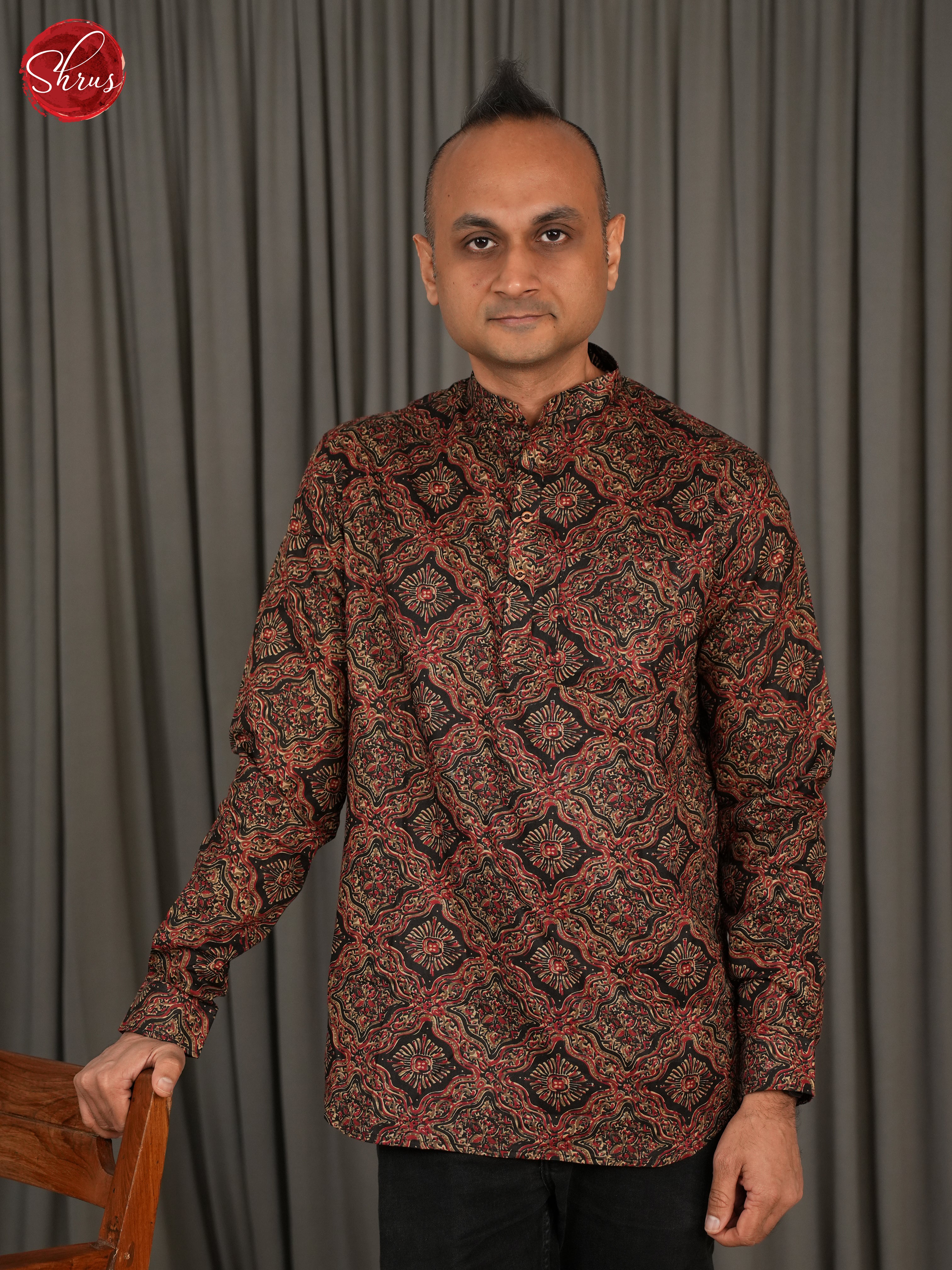 Black -Readymade Mens Kurta - Shop on ShrusEternity.com