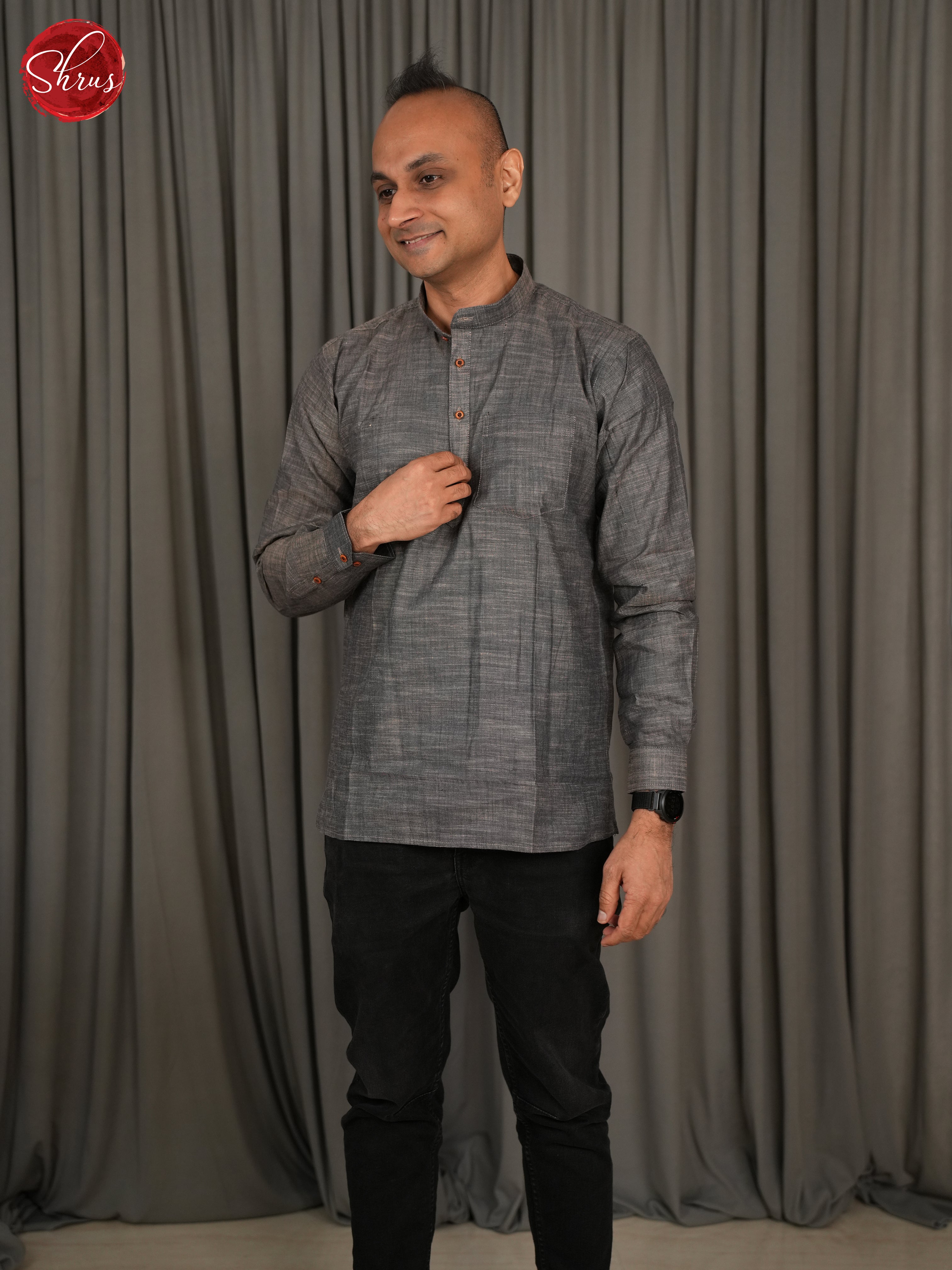 Grey -Readymade Mens Kurta - Shop on ShrusEternity.com