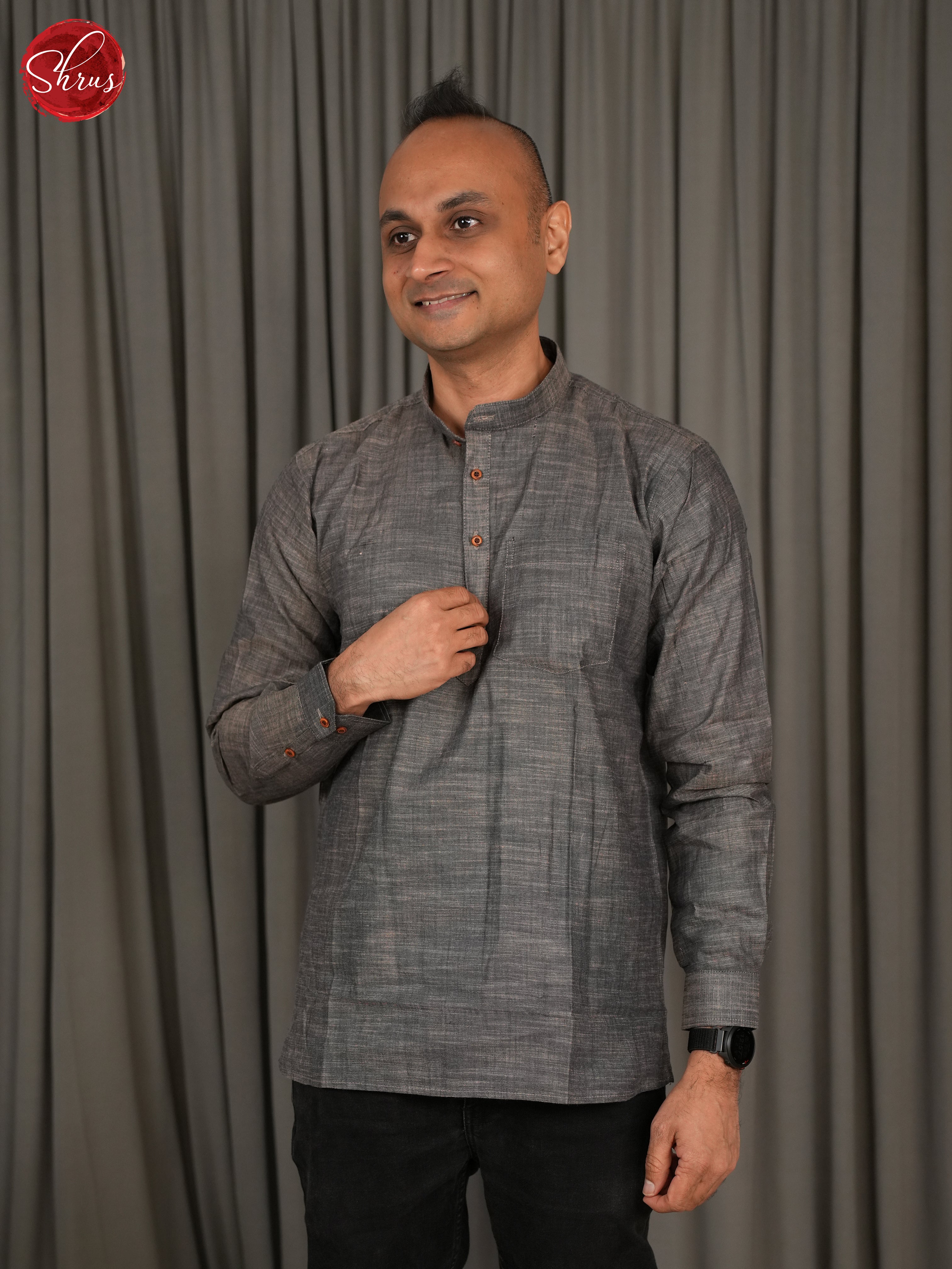 Grey -Readymade Mens Kurta - Shop on ShrusEternity.com