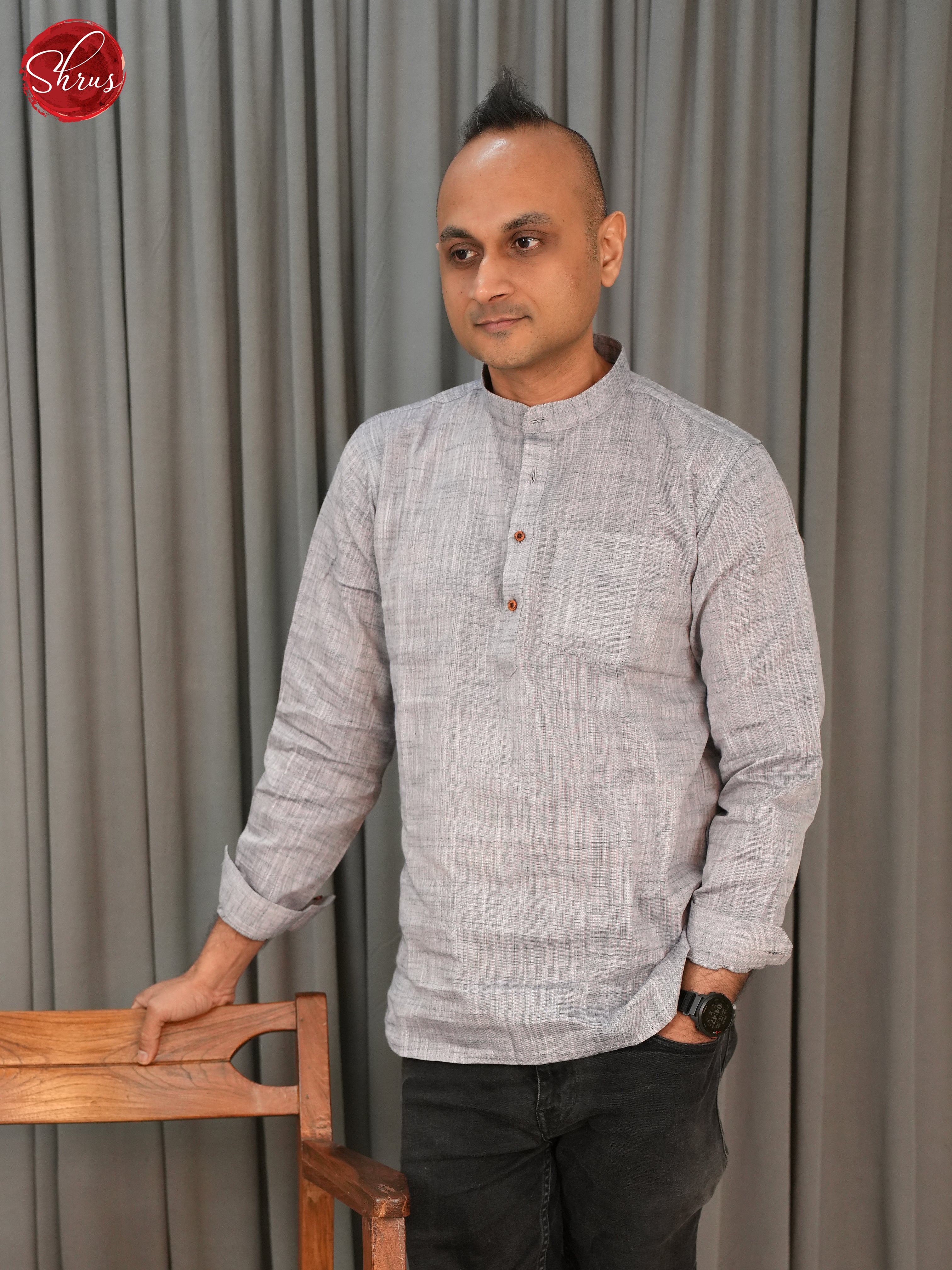 Grey -Readymade Mens Kurta - Shop on ShrusEternity.com