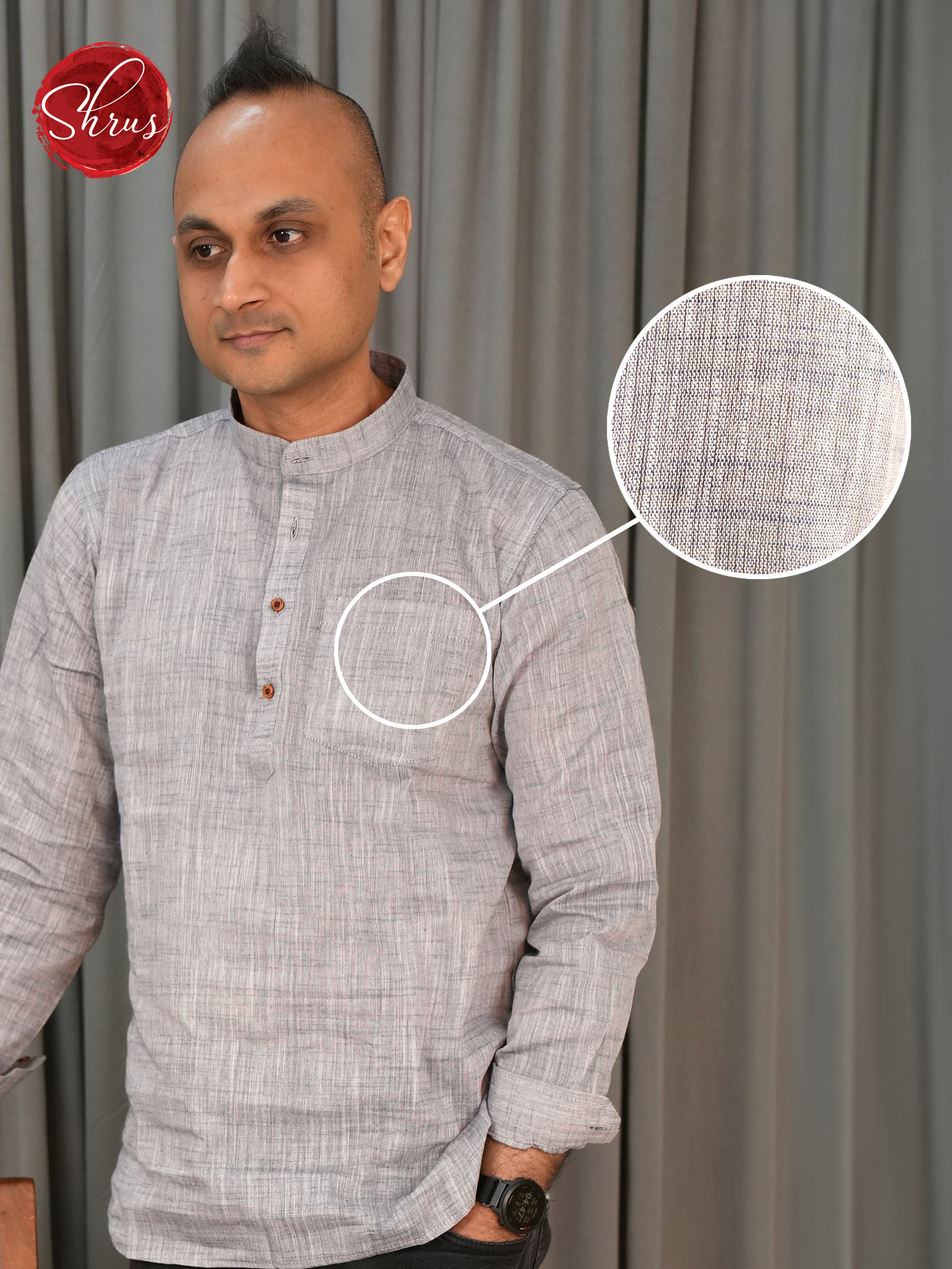 Grey -Readymade Mens Kurta - Shop on ShrusEternity.com