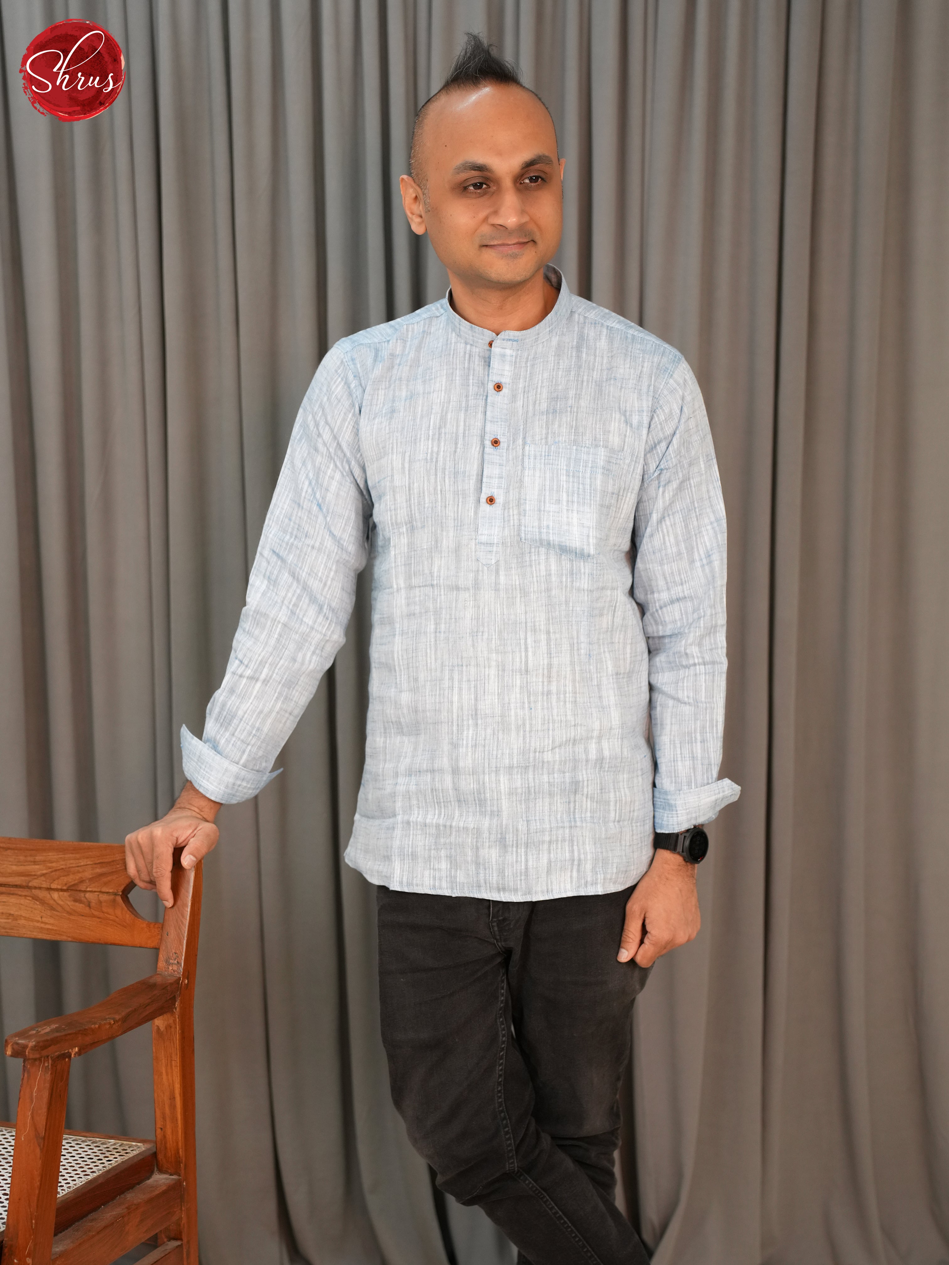 Grey -Readymade Mens Kurta - Shop on ShrusEternity.com