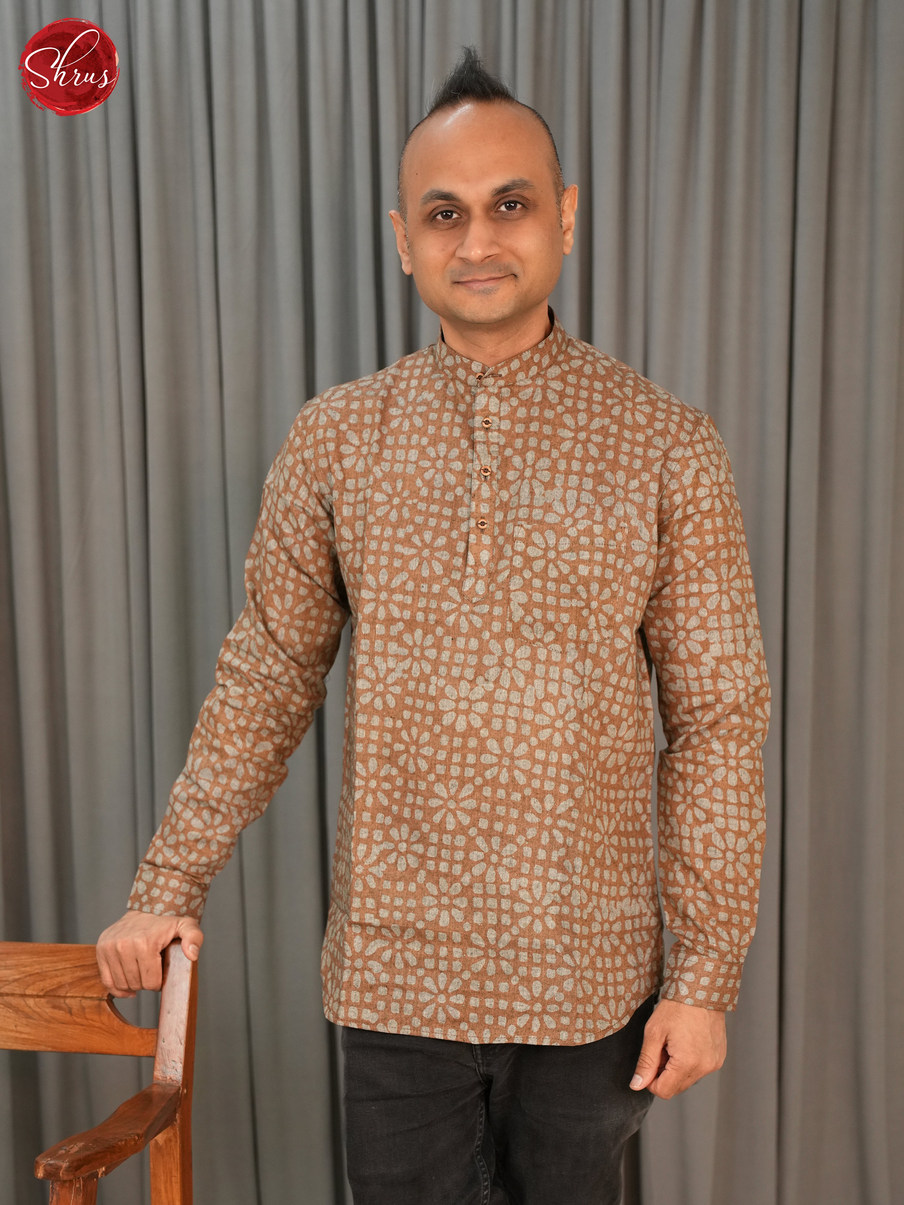 Brown -Readymade Mens Kurta - Shop on ShrusEternity.com