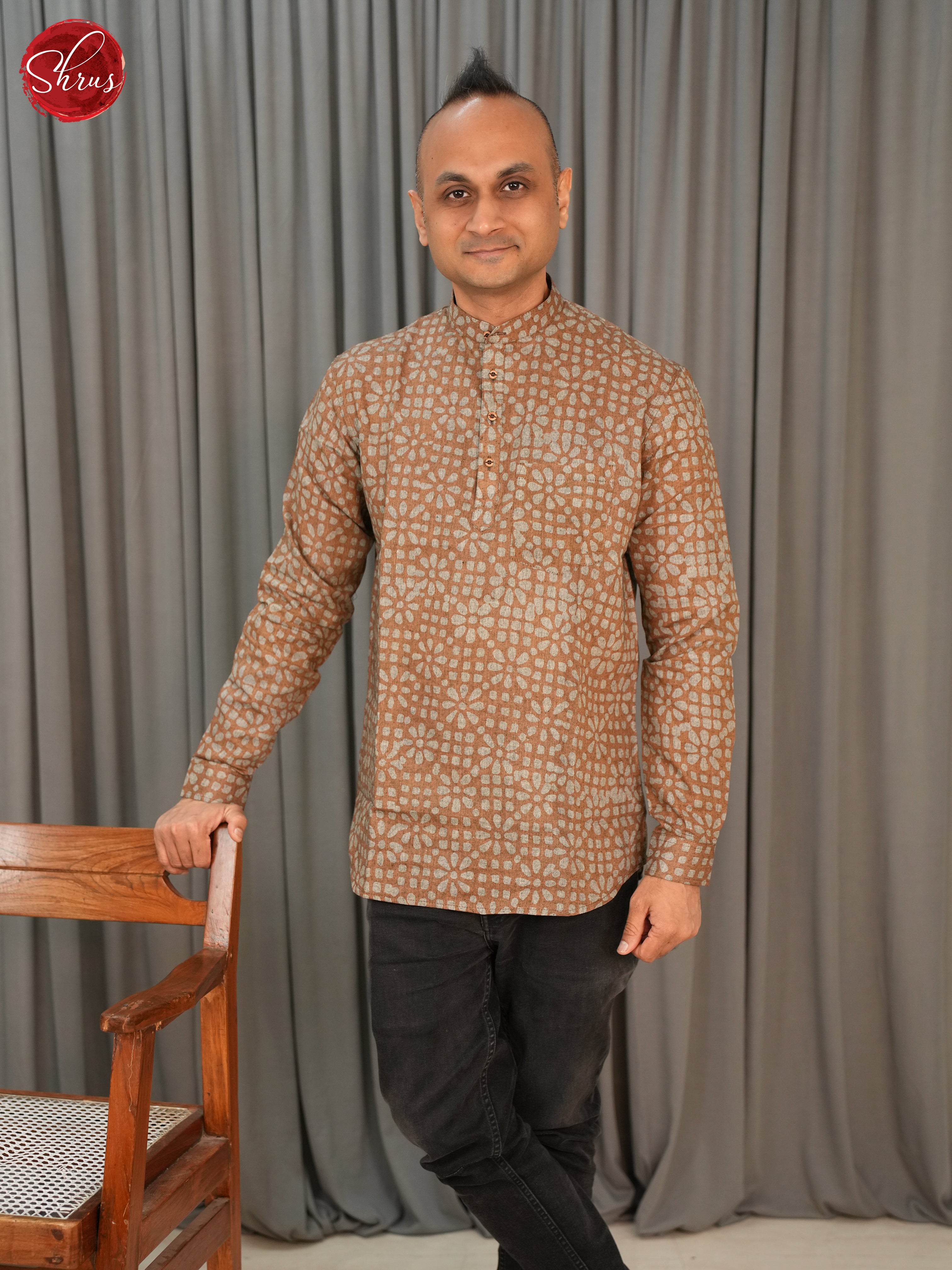 Brown -Readymade Mens Kurta - Shop on ShrusEternity.com