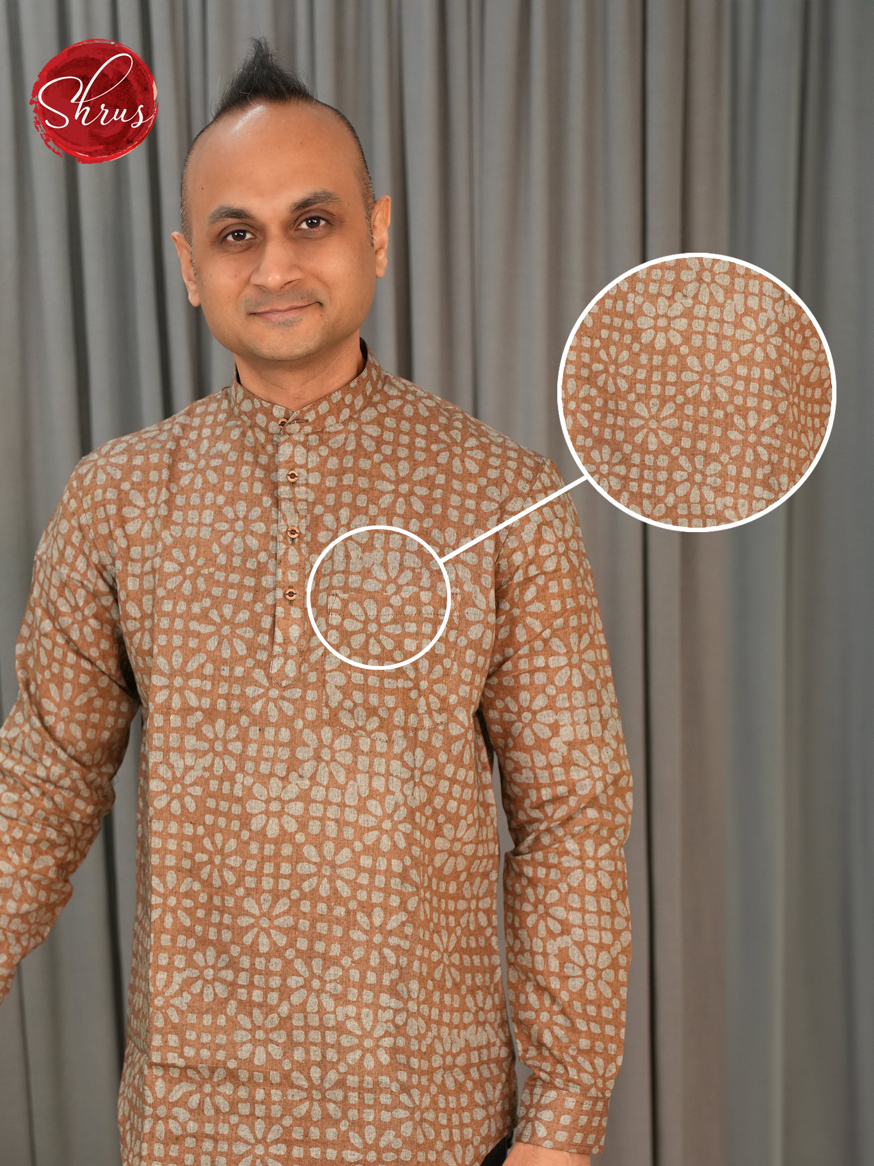 Brown -Readymade Mens Kurta - Shop on ShrusEternity.com