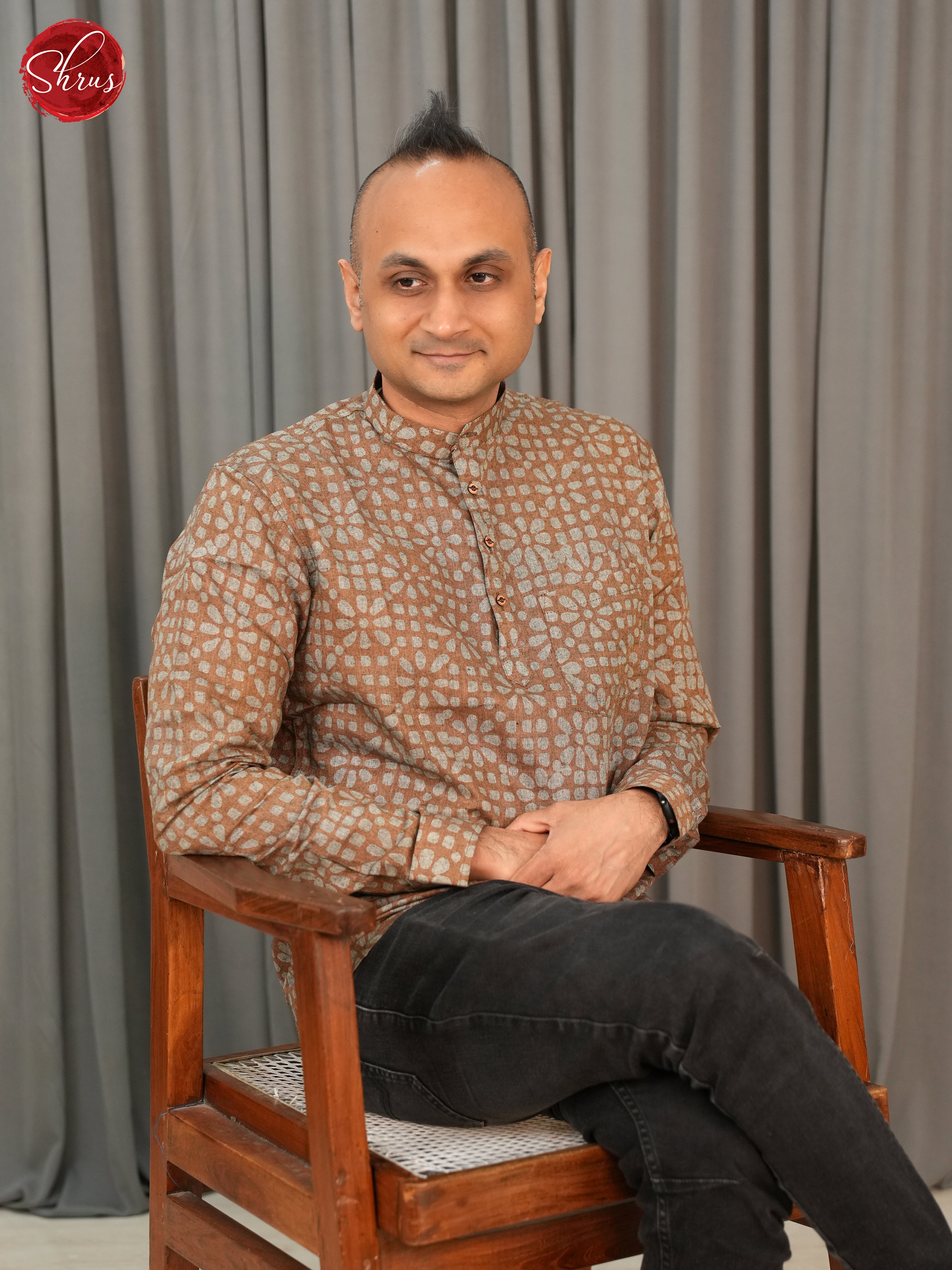 Brown -Readymade Mens Kurta - Shop on ShrusEternity.com