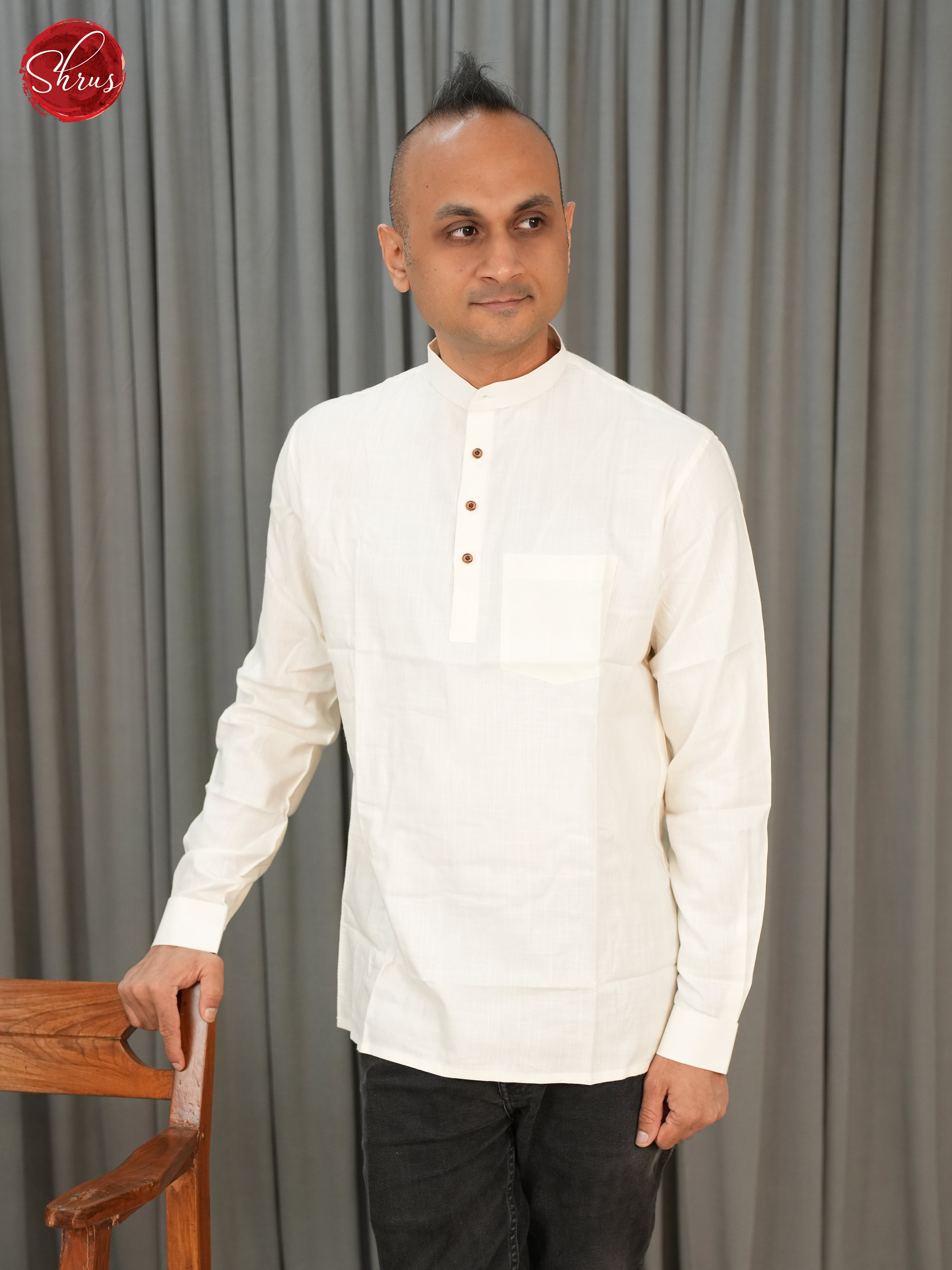 White -Readymade Mens Kurta - Shop on ShrusEternity.com