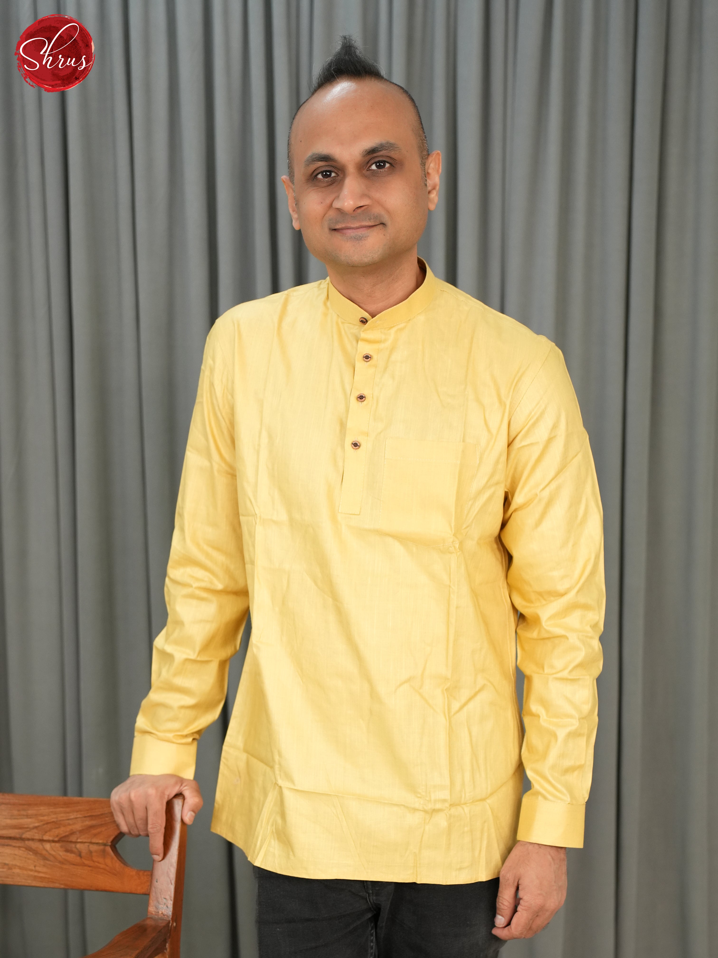 Yellow-Readymade Mens Kurta - Shop on ShrusEternity.com