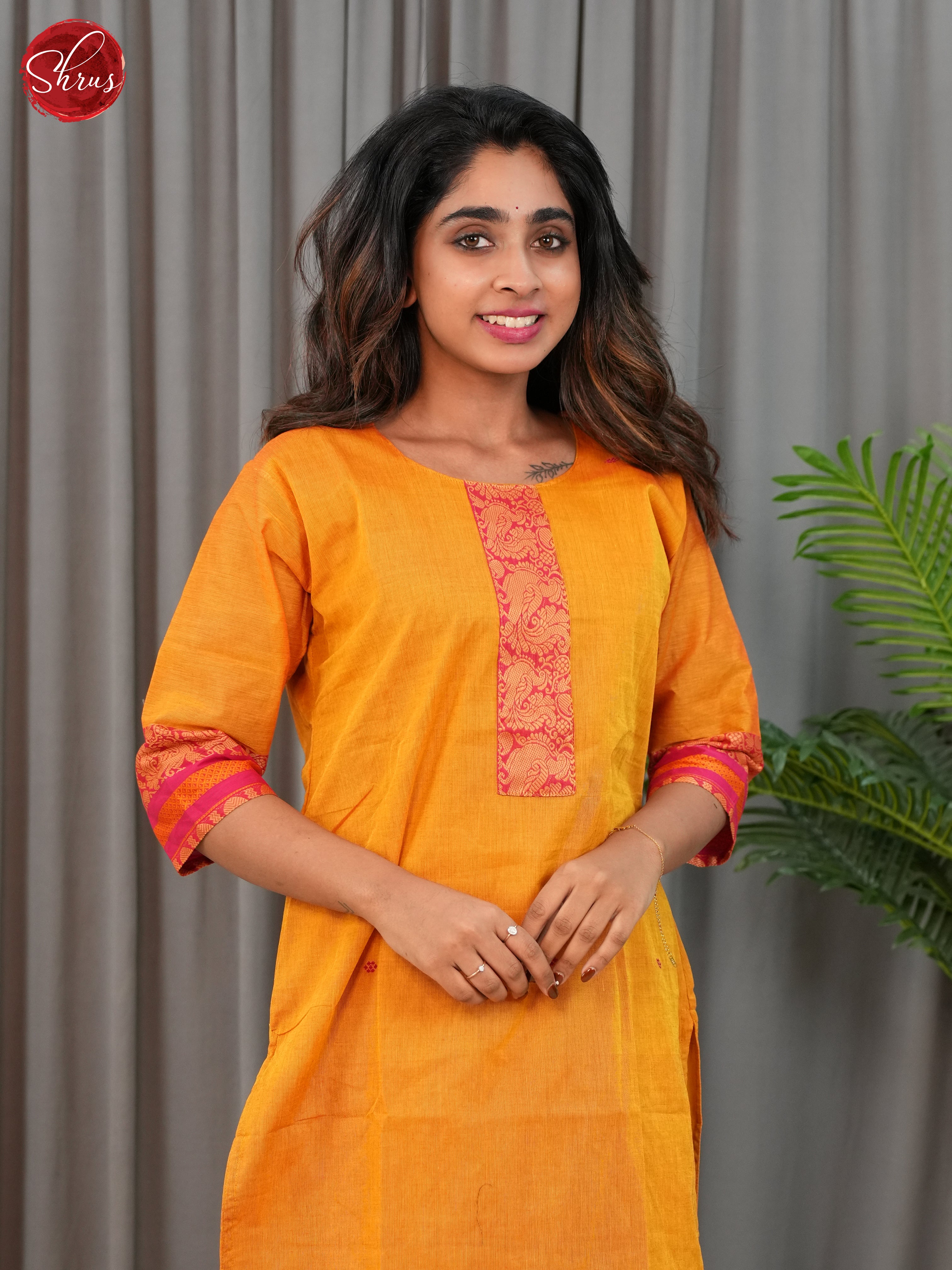 Buy Orange -Chettinad Cotton Kurti online | Readymade Suits from ...