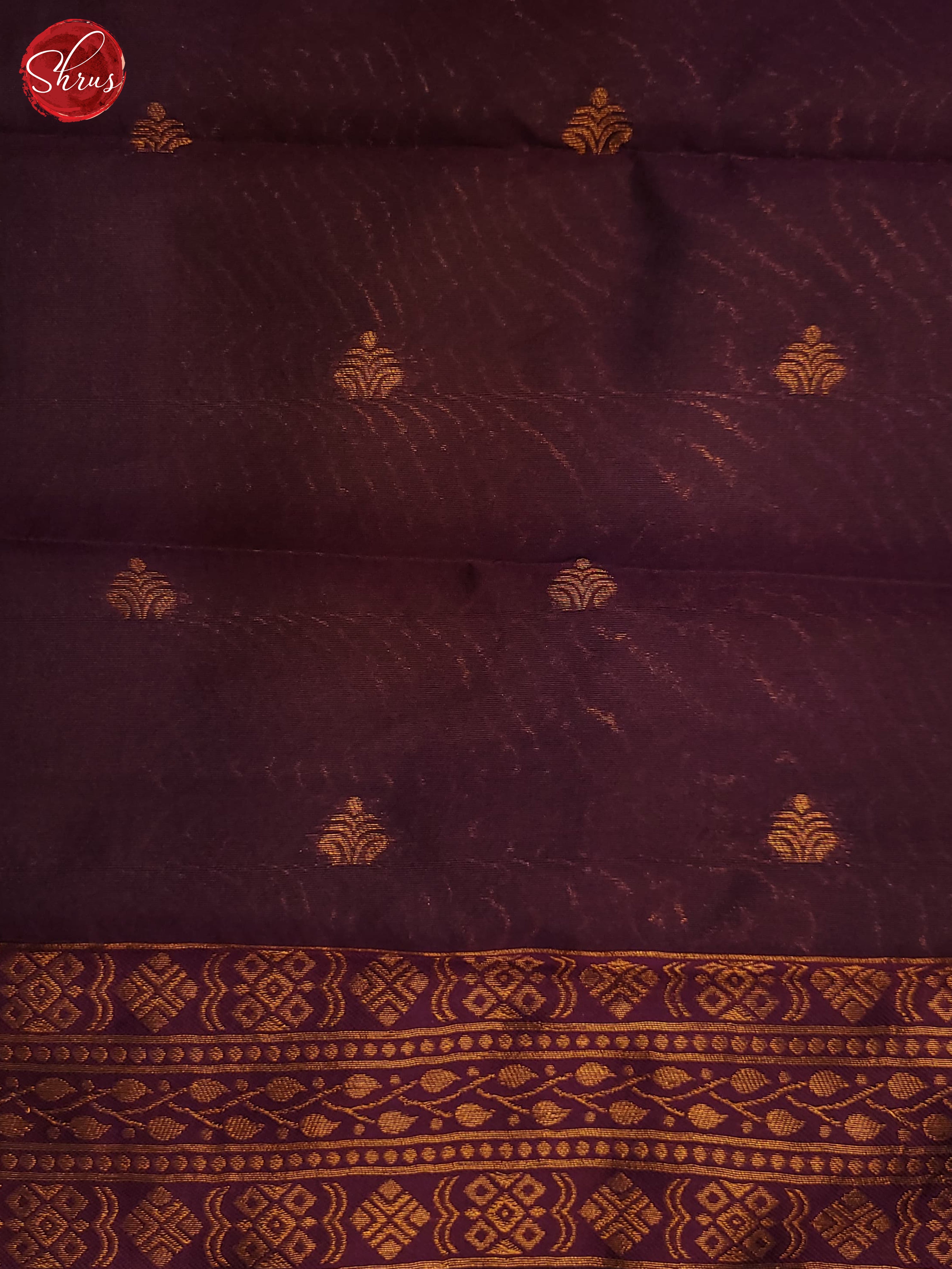 German Blue & wine- Semi Kanchipuram Saree - Shop on ShrusEternity.com