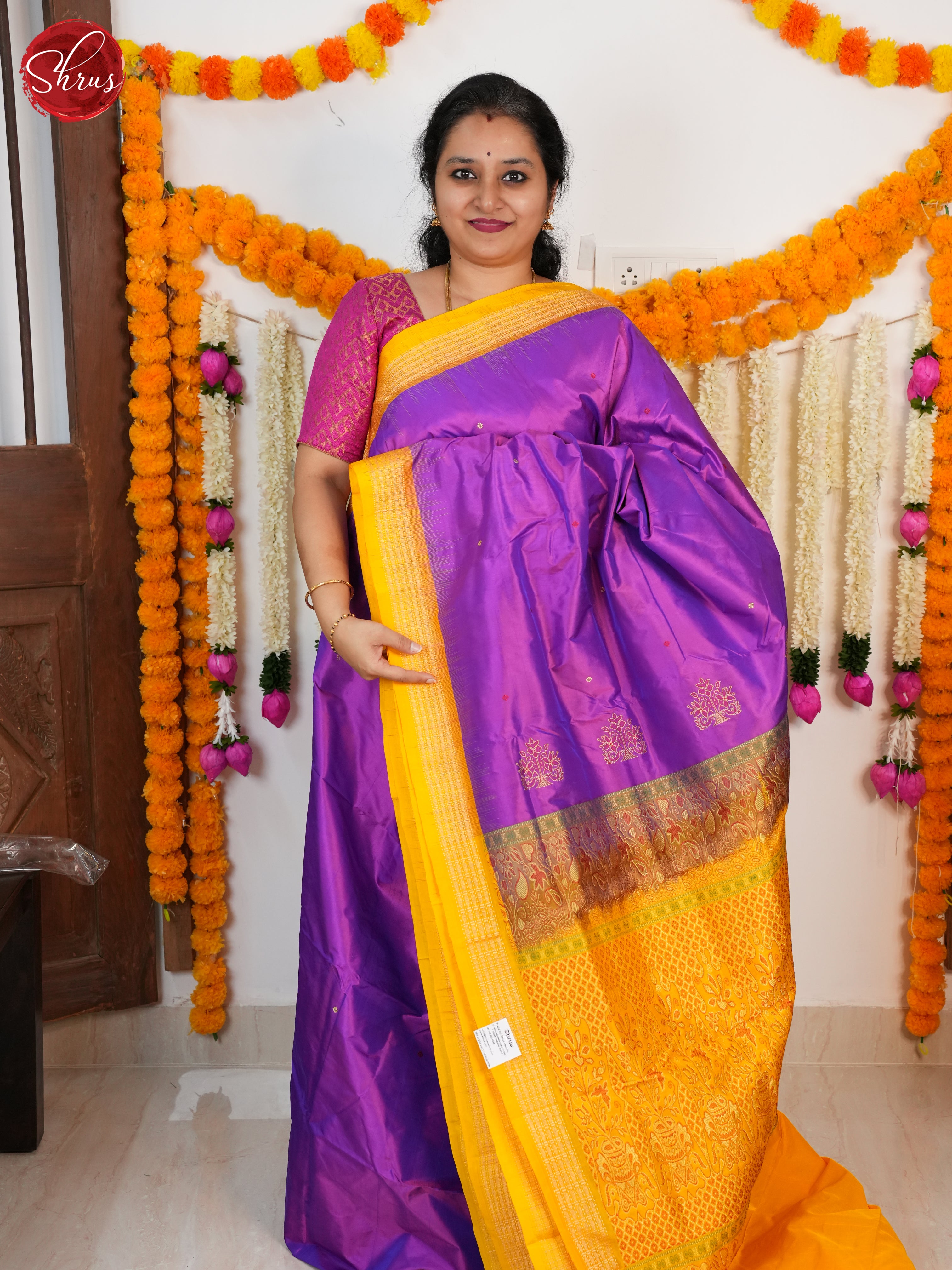 Violet & Mustard - Odisha Sambalpuri Silk Saree - Shop on ShrusEternity.com