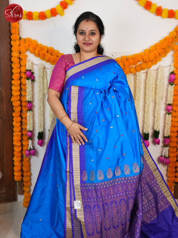 Blue & Dark Blue - Odisha Sambalpuri Silk Saree - Shop on ShrusEternity.com