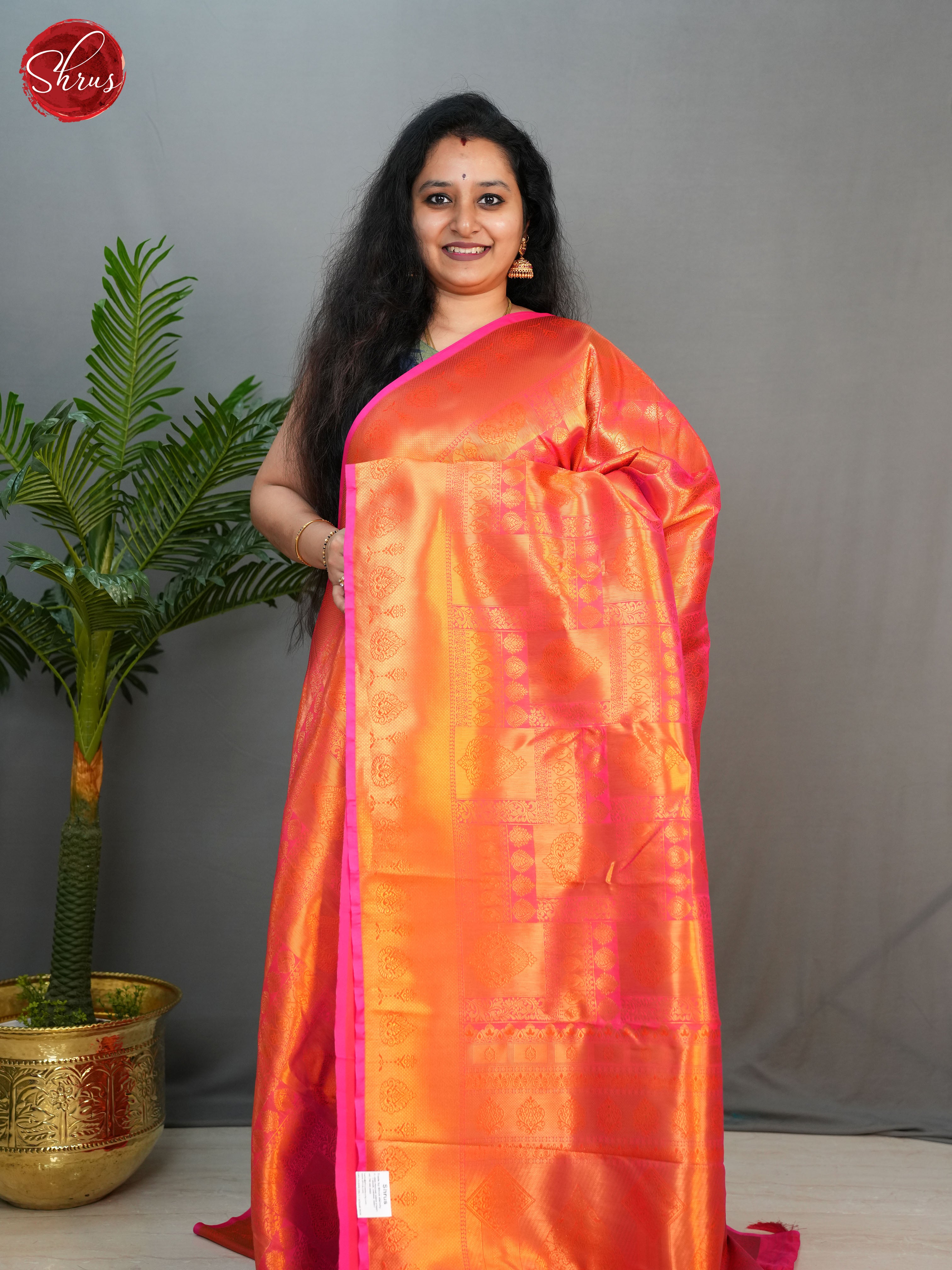 Pink(Single Tone) - Semi kanchipuram saree - Shop on ShrusEternity.com