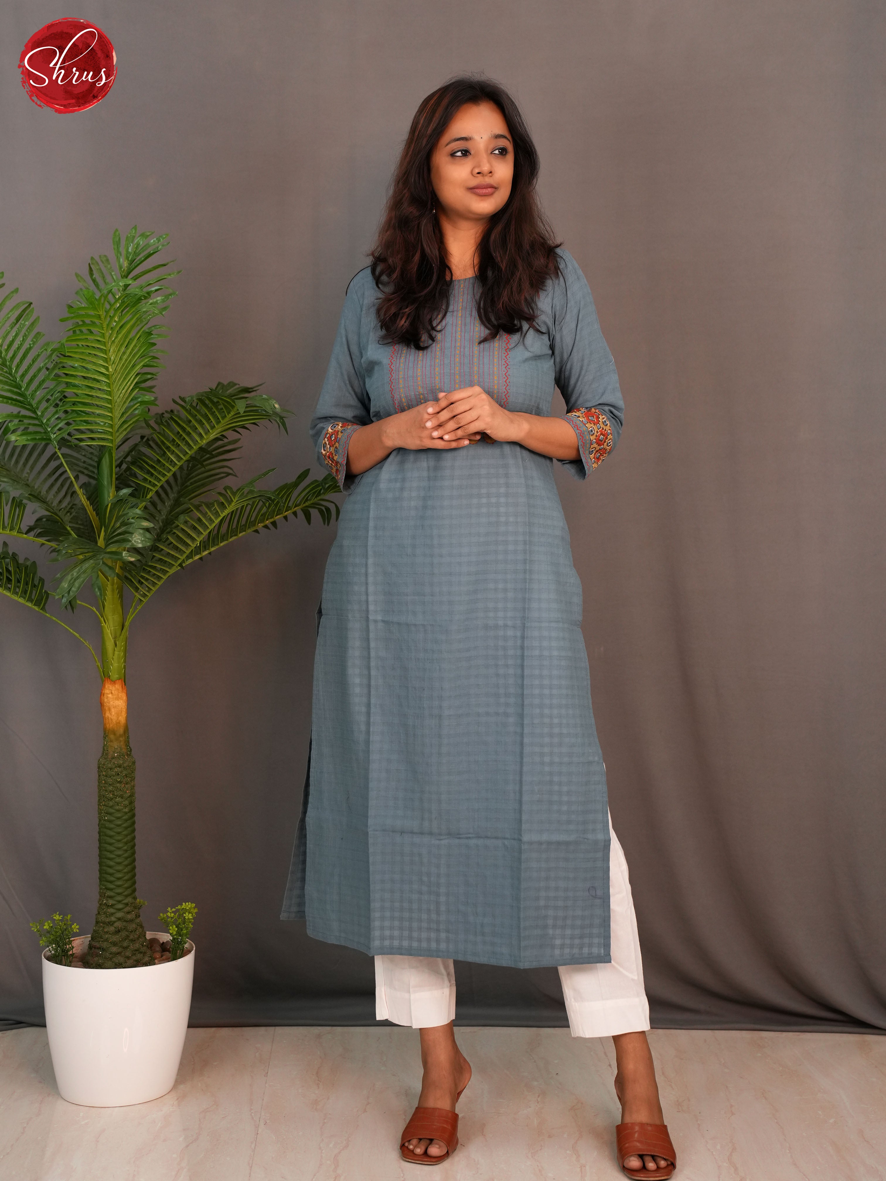 Grey - Readymade Kurti - Shop on ShrusEternity.com